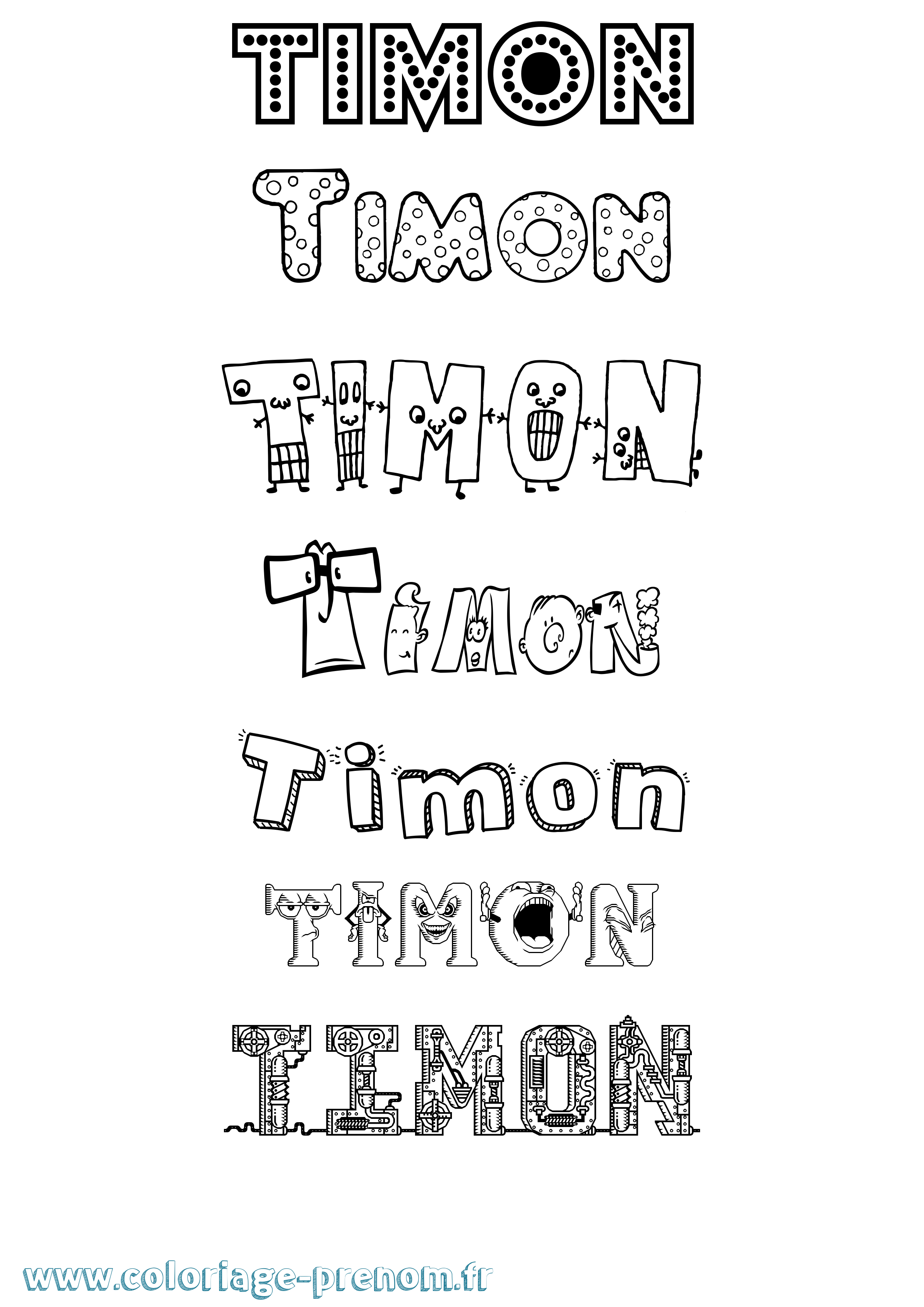 Coloriage prénom Timon Fun