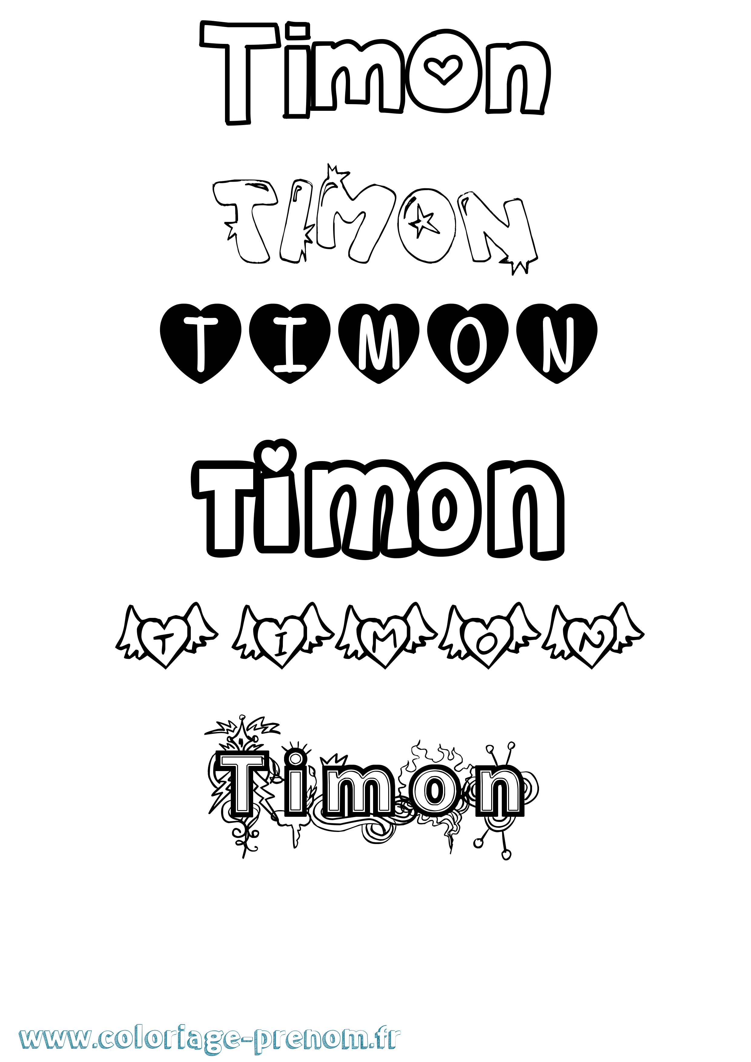 Coloriage prénom Timon Girly