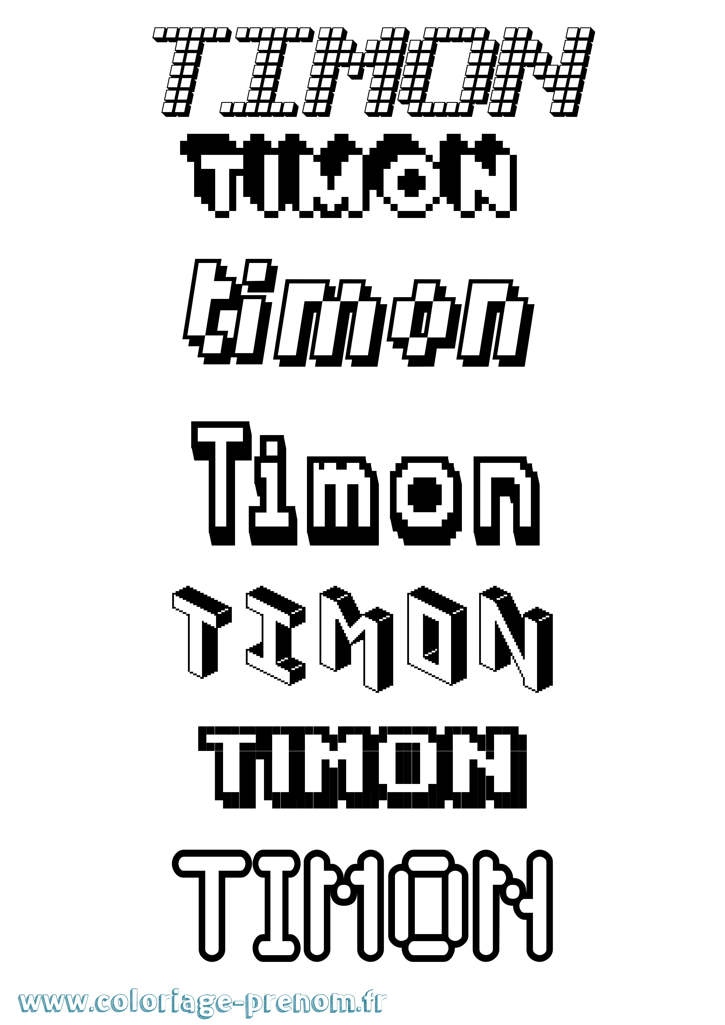 Coloriage prénom Timon Pixel
