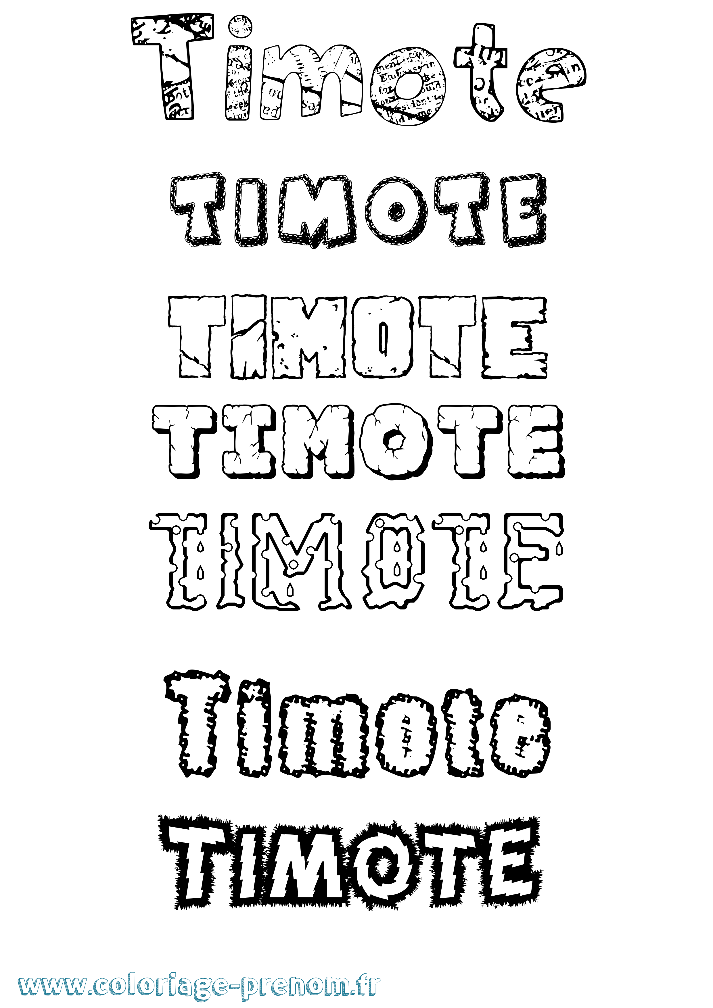 Coloriage prénom Timote Destructuré
