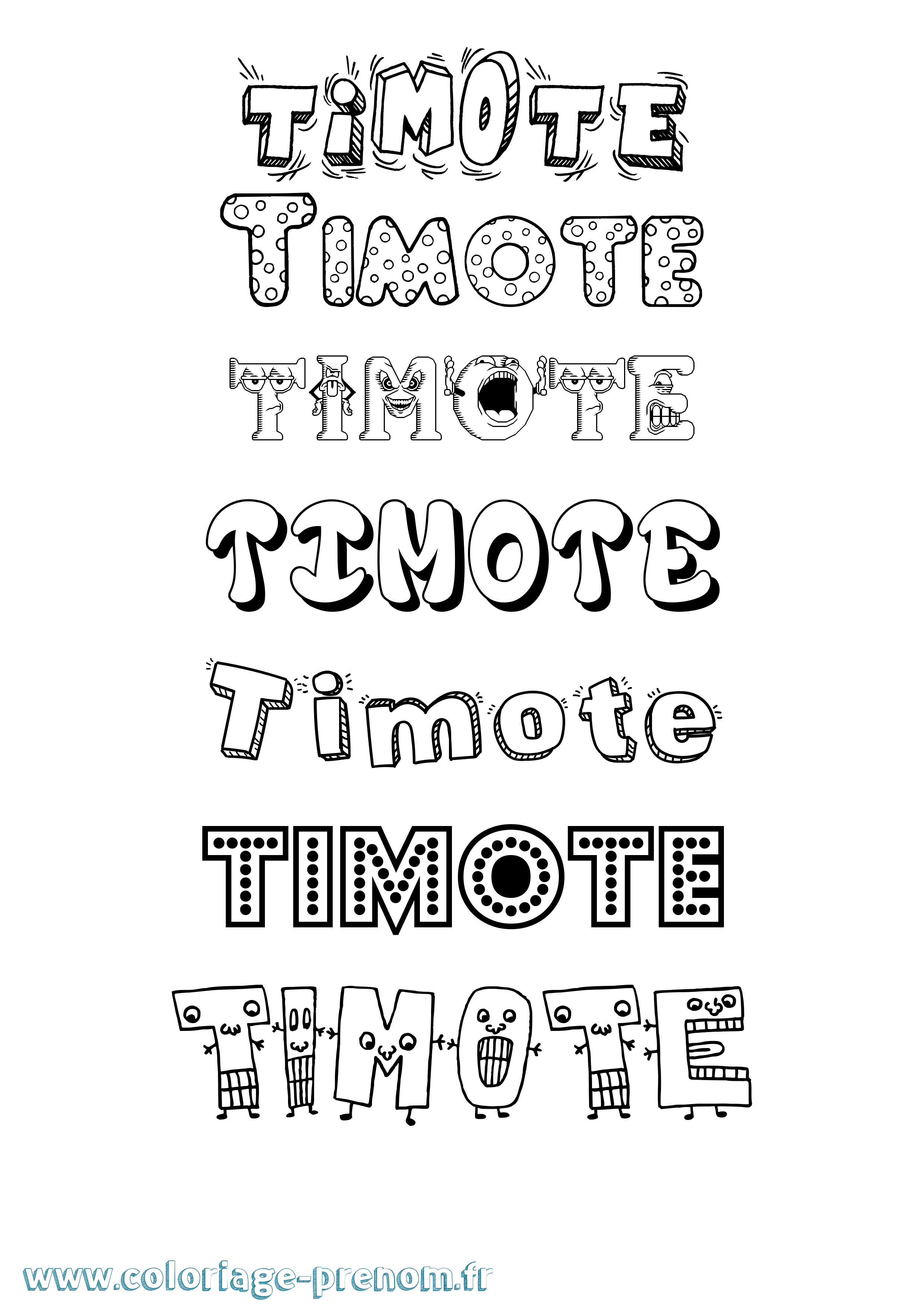 Coloriage prénom Timote Fun