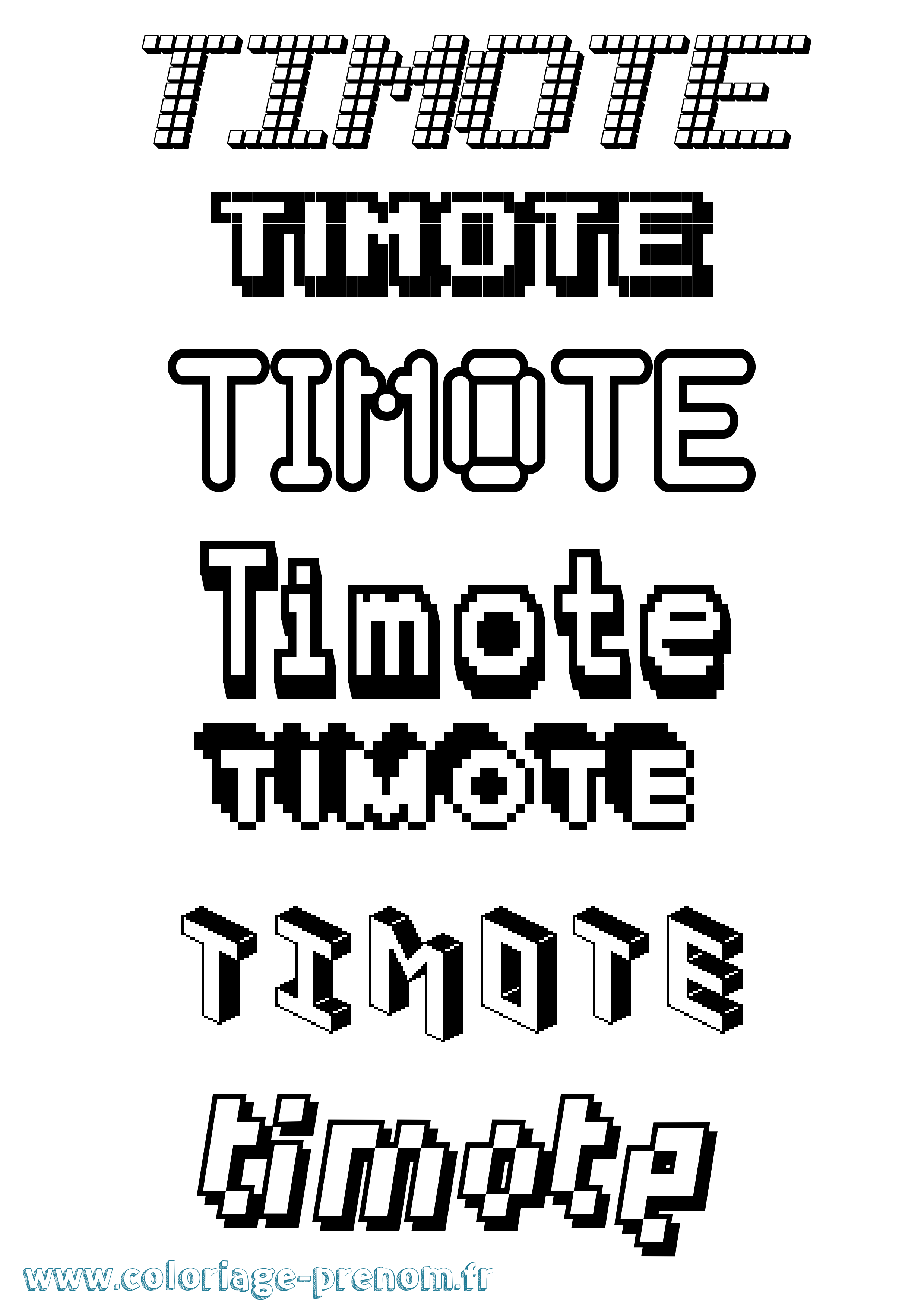Coloriage prénom Timote Pixel