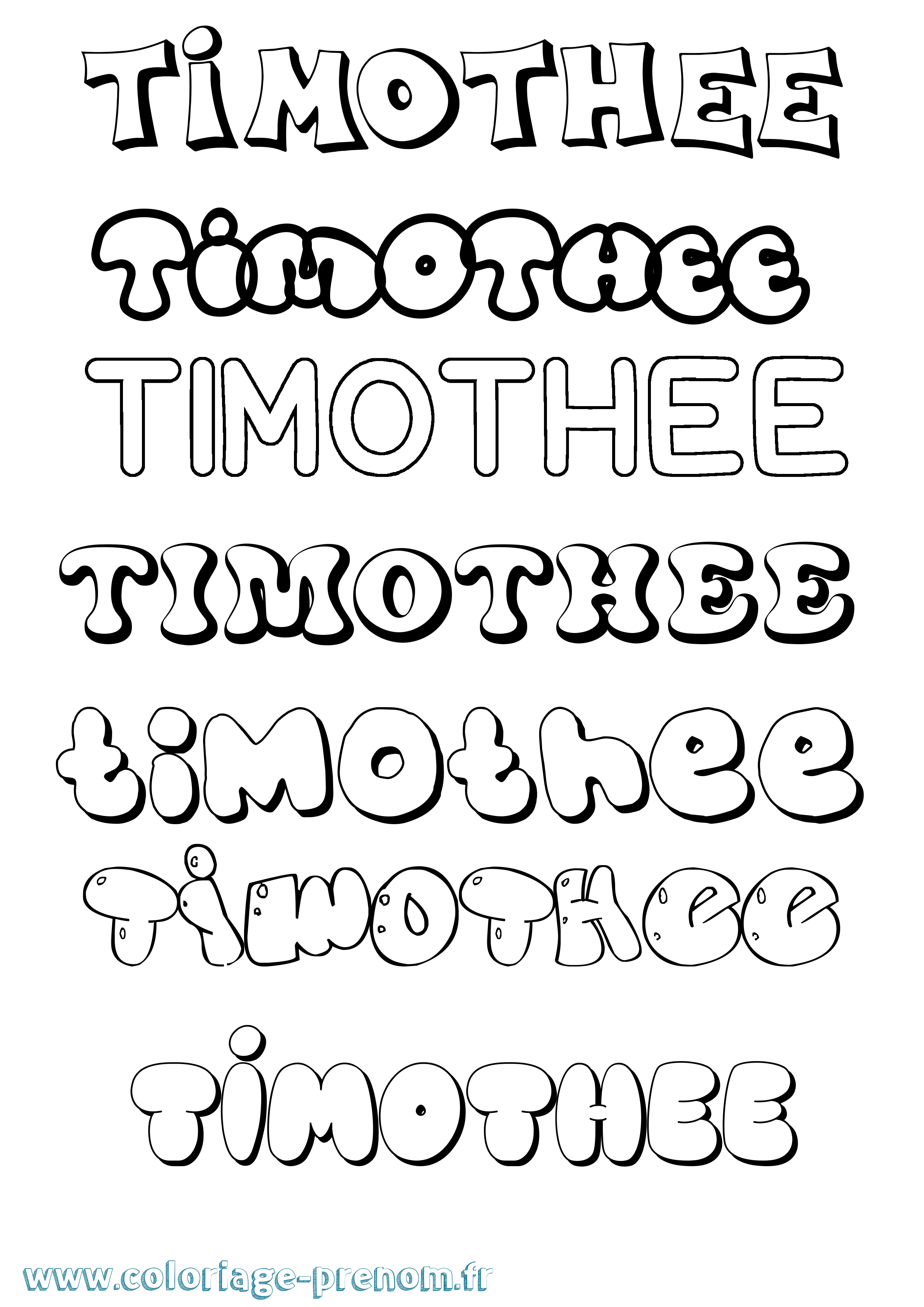 Coloriage prénom Timothee Bubble