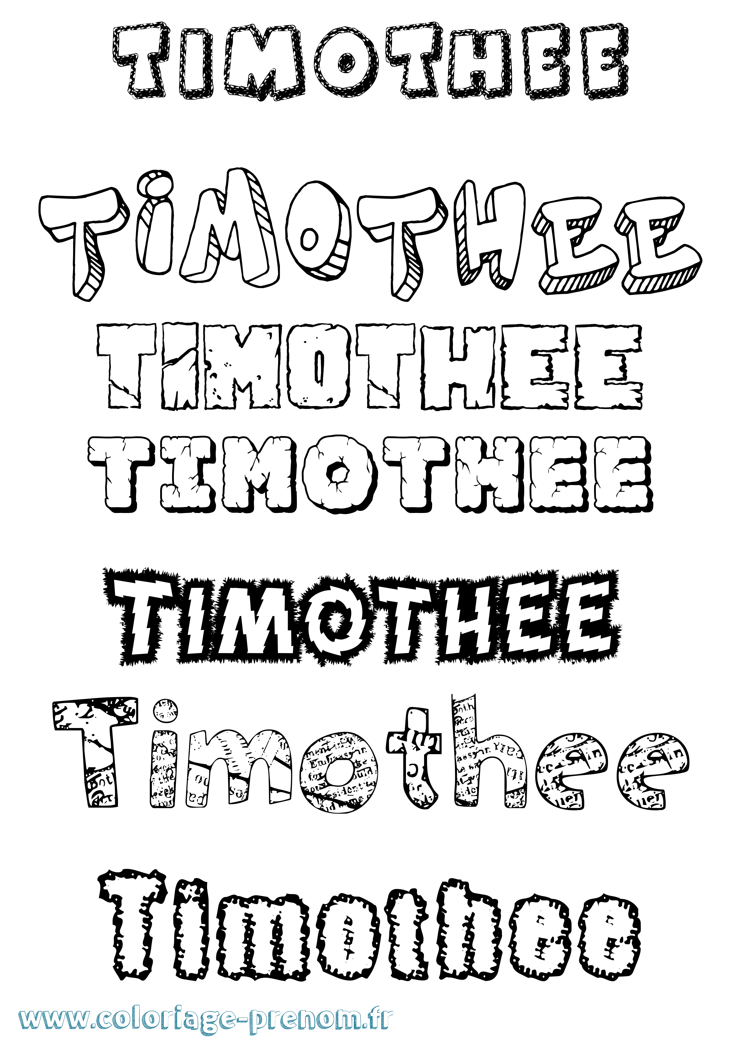 Coloriage prénom Timothee Destructuré