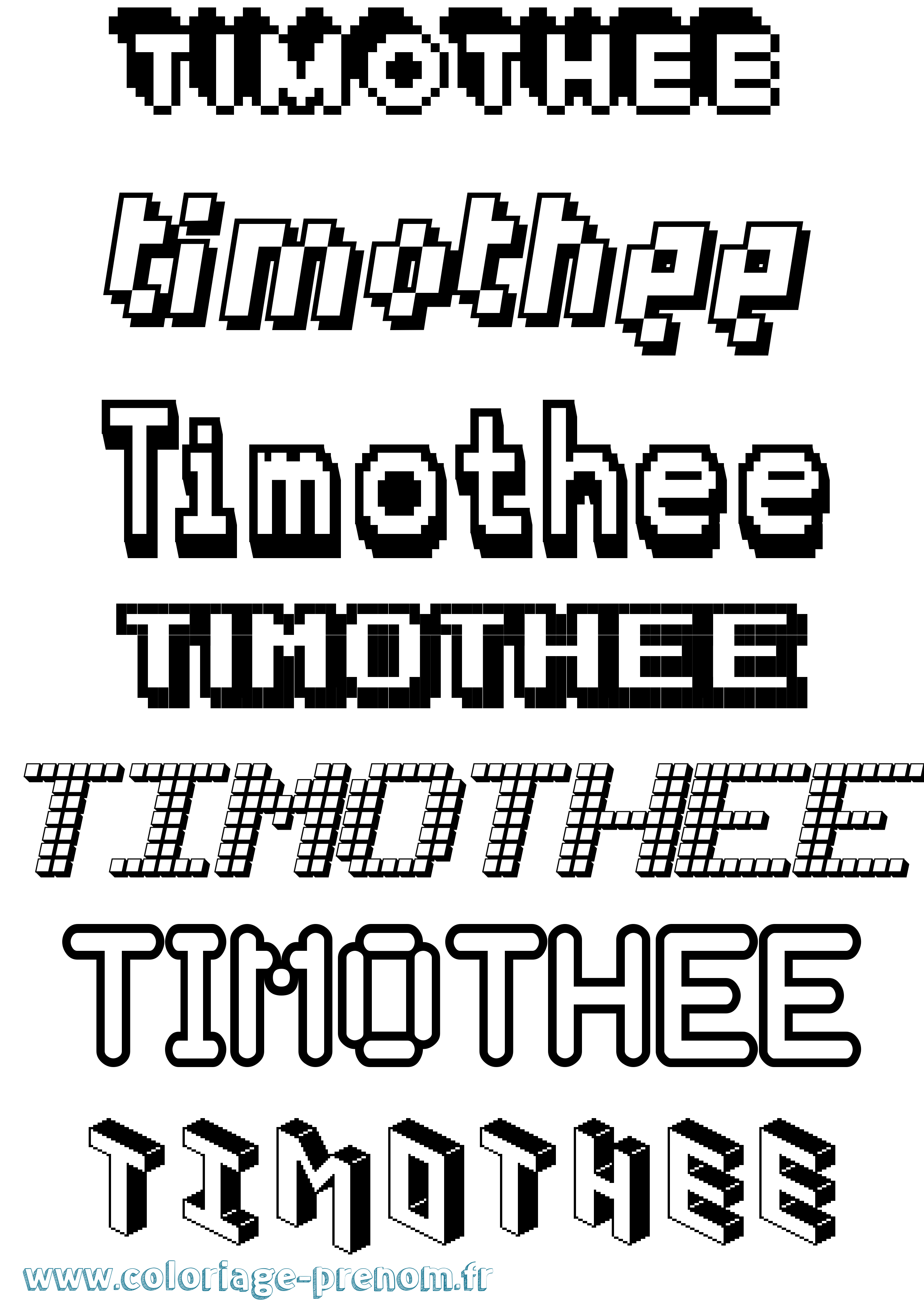Coloriage prénom Timothee Pixel