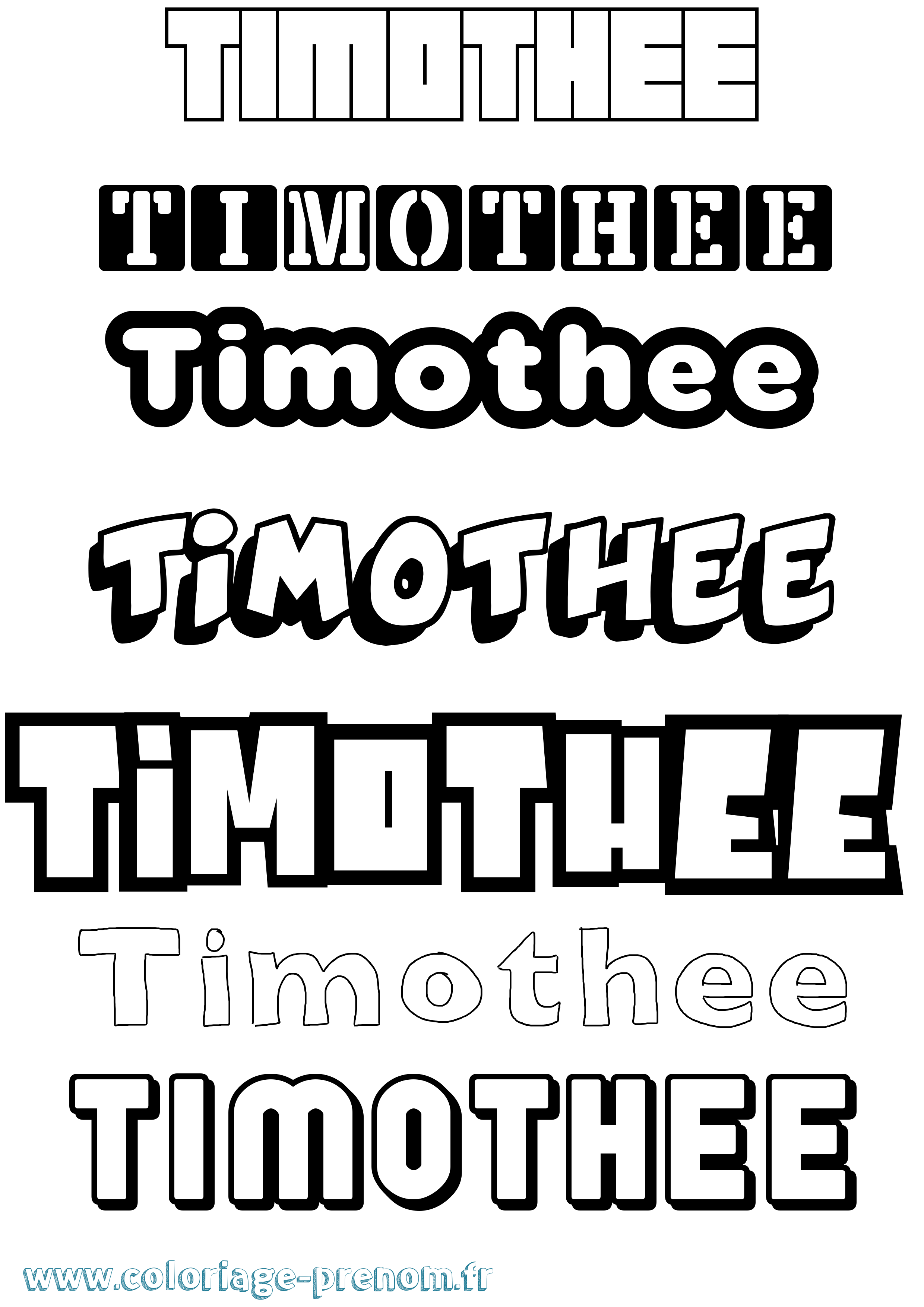 Coloriage prénom Timothee Simple