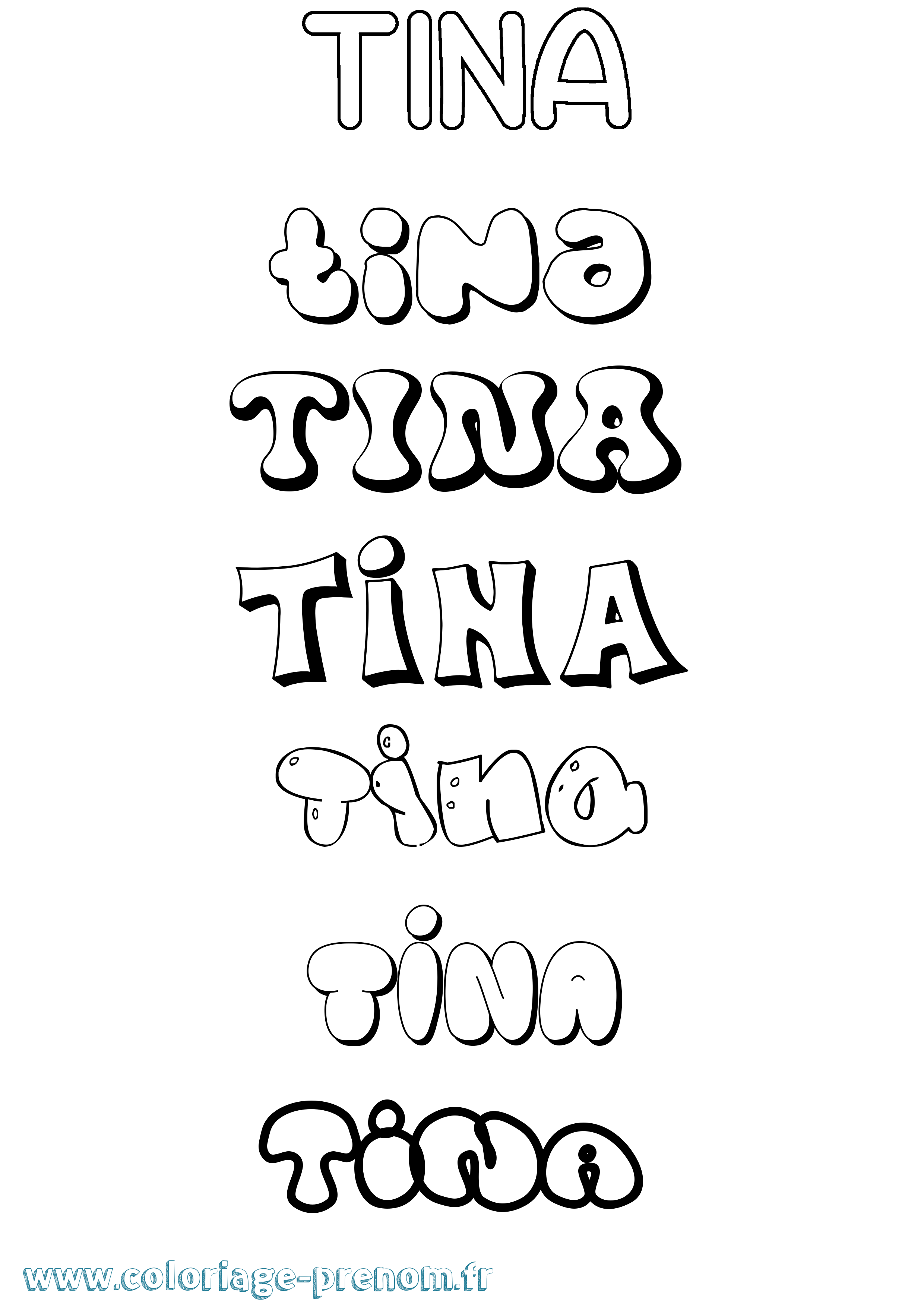 Coloriage Tina Coloriage prénom Tina