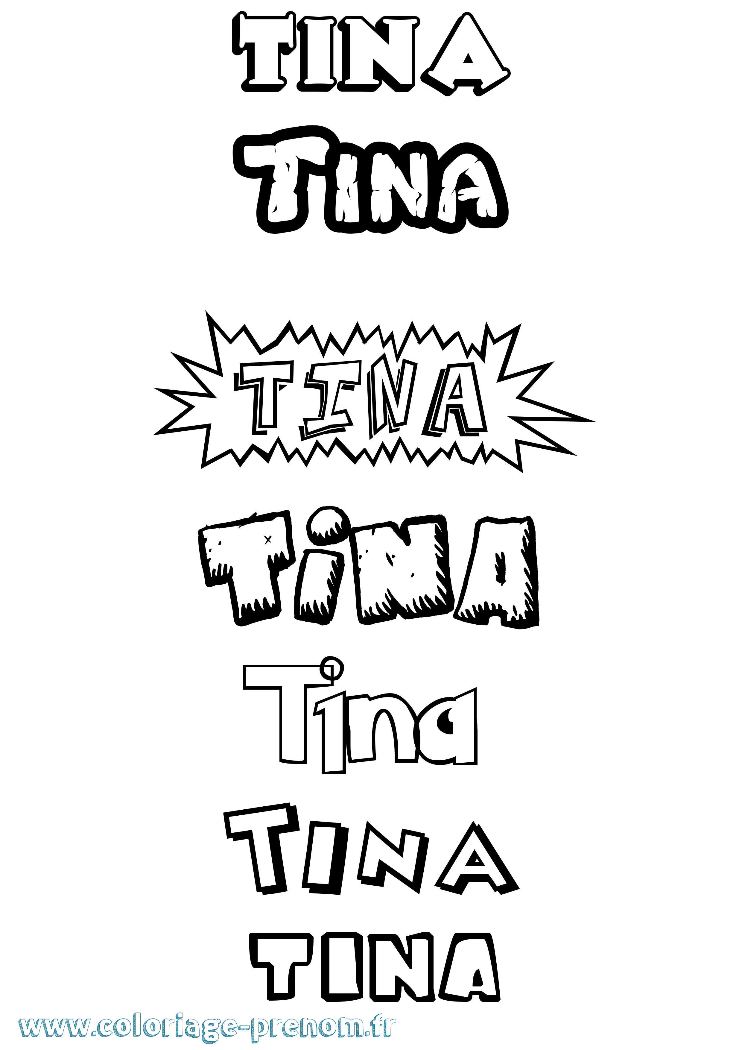 Coloriage Tina Coloriage prénom Tina
