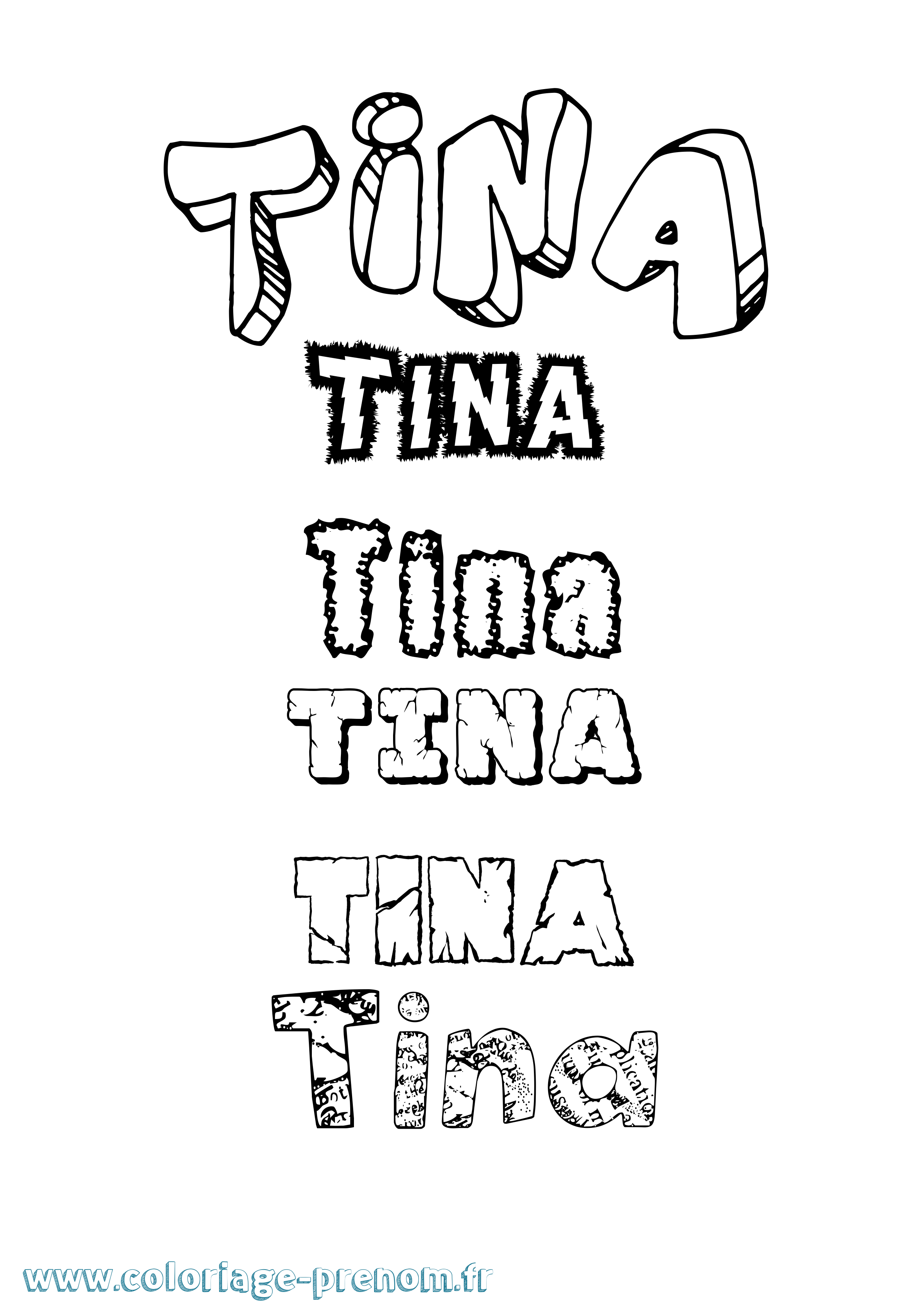 Coloriage Tina Coloriage prénom Tina