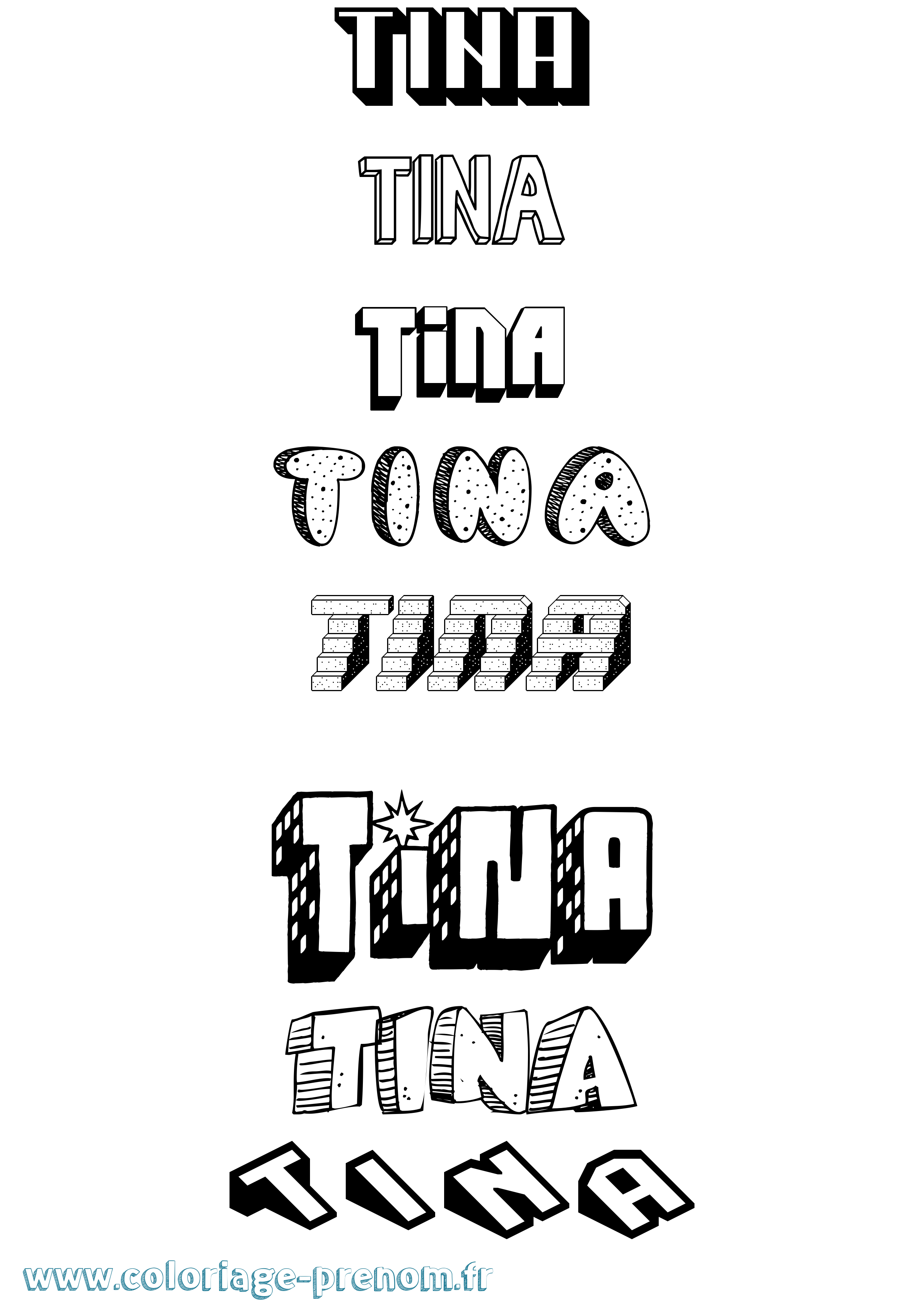 Coloriage Tina Coloriage prénom Tina