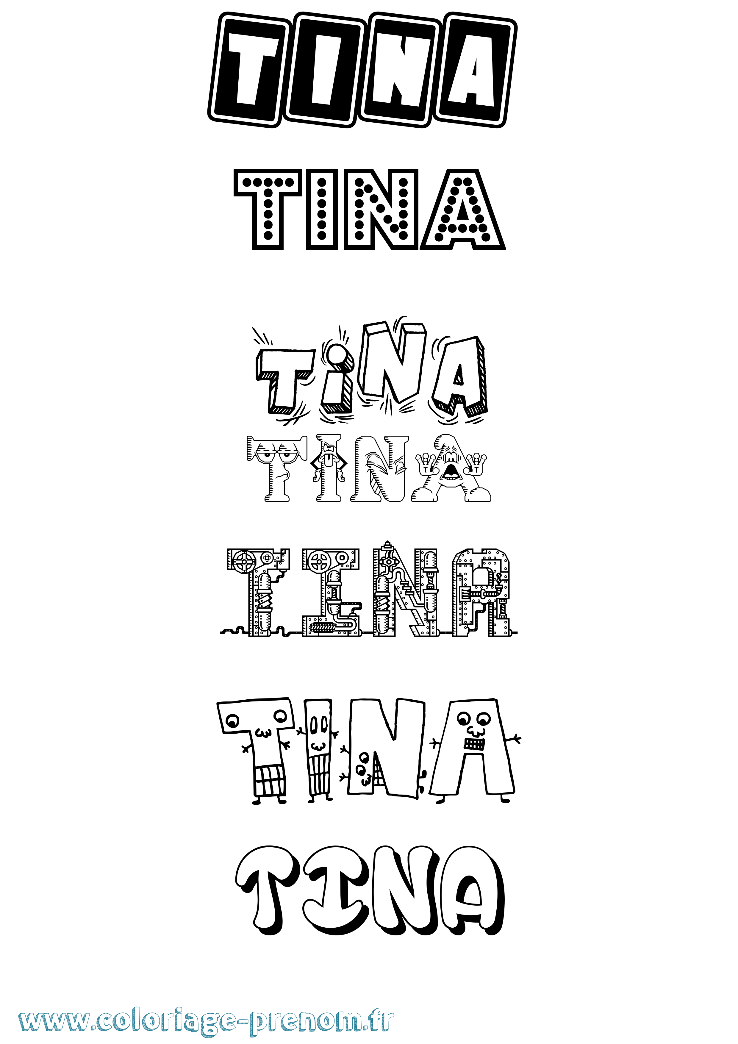 Coloriage Tina Coloriage prénom Tina