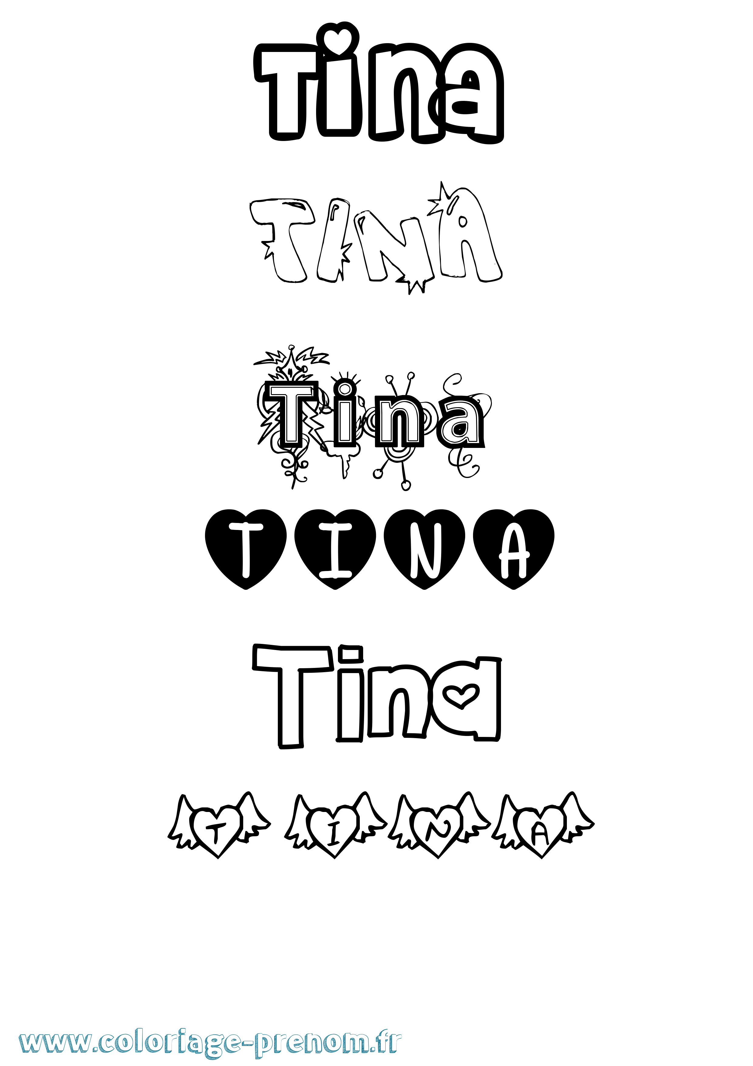 Coloriage Tina Coloriage prénom Tina