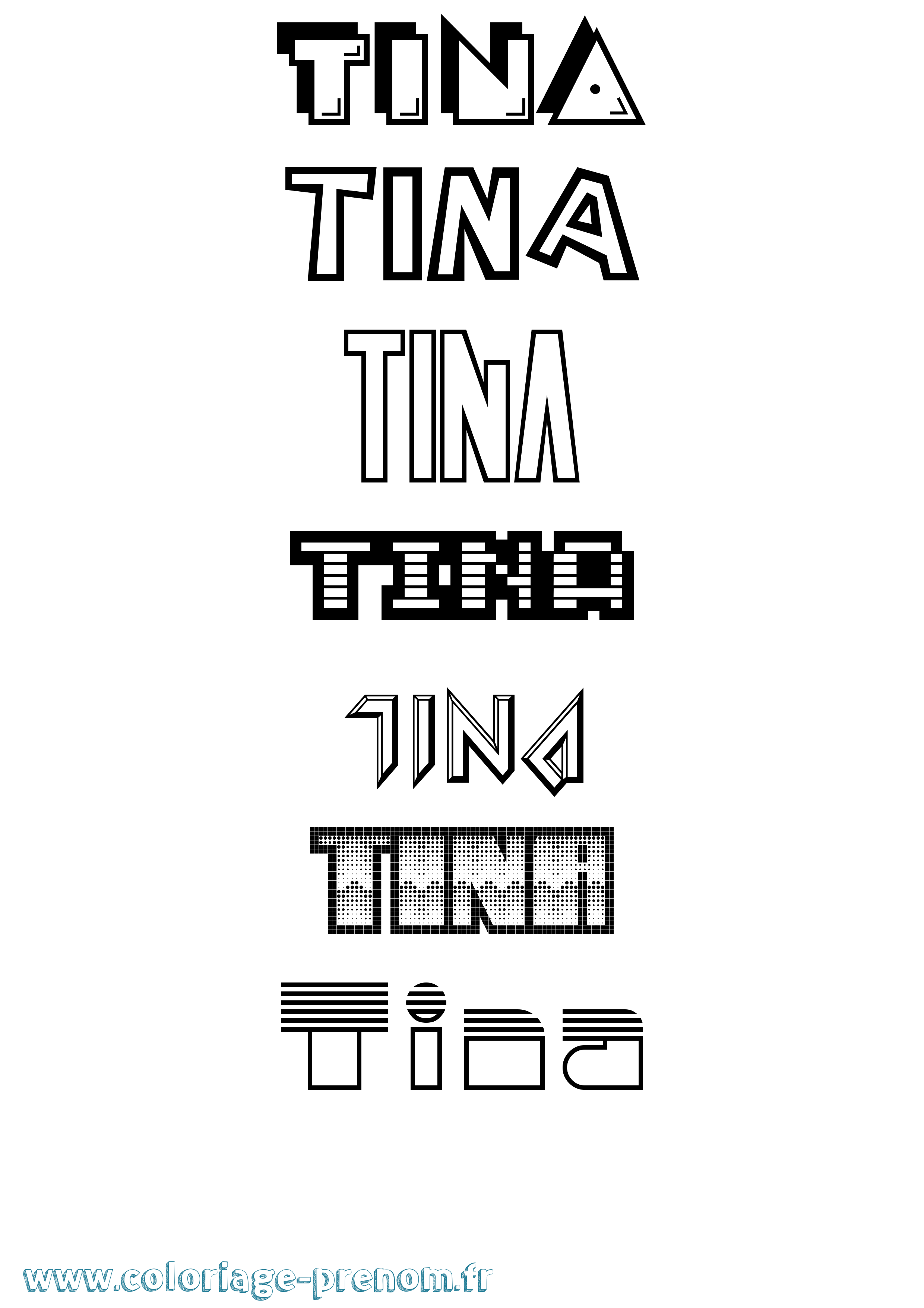Coloriage Tina Coloriage prénom Tina