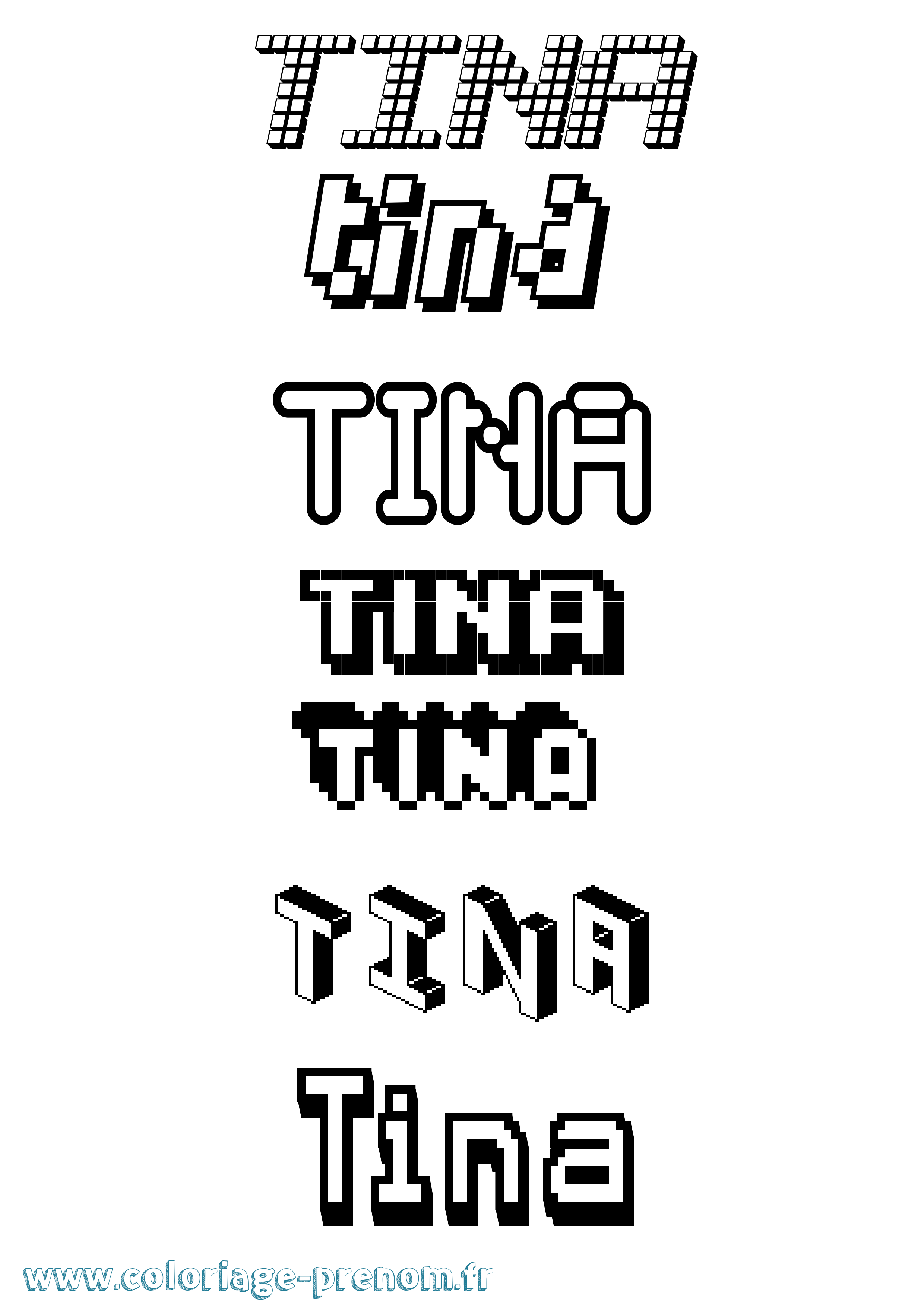 Coloriage Tina Coloriage prénom Tina