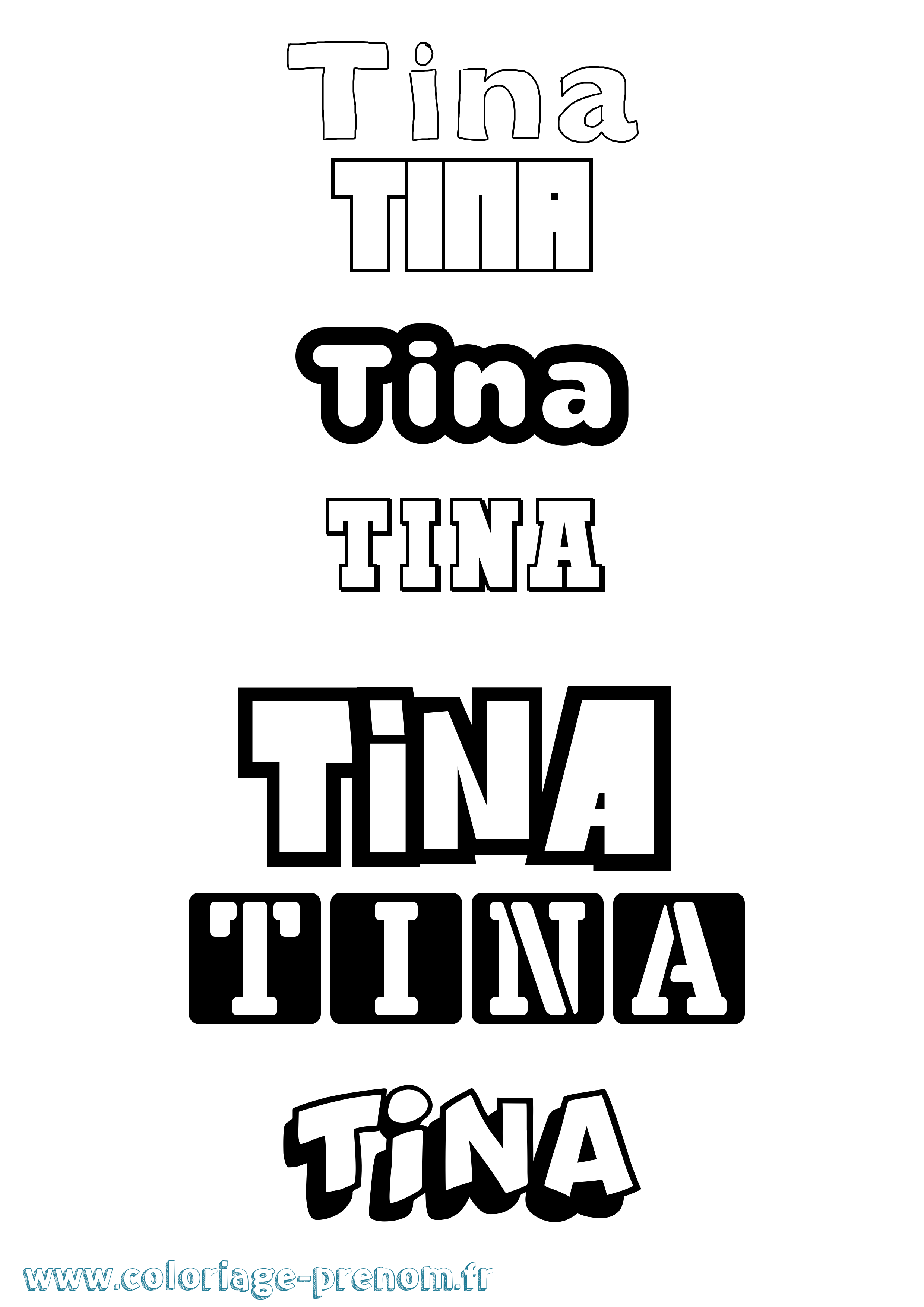 Coloriage Tina Coloriage prénom Tina
