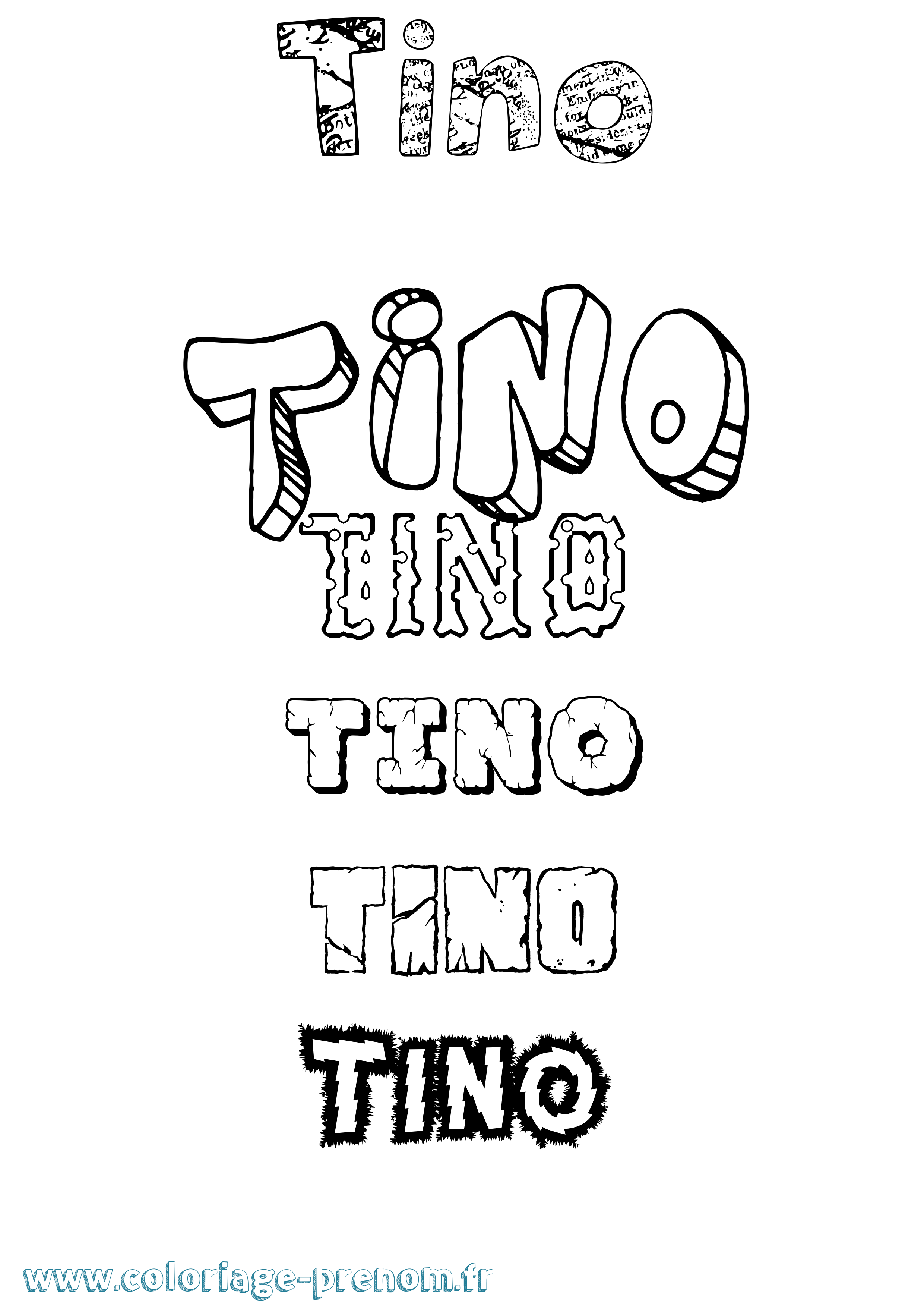 Coloriage Tino Destructuré Coloriage prénom Tino Destructuré