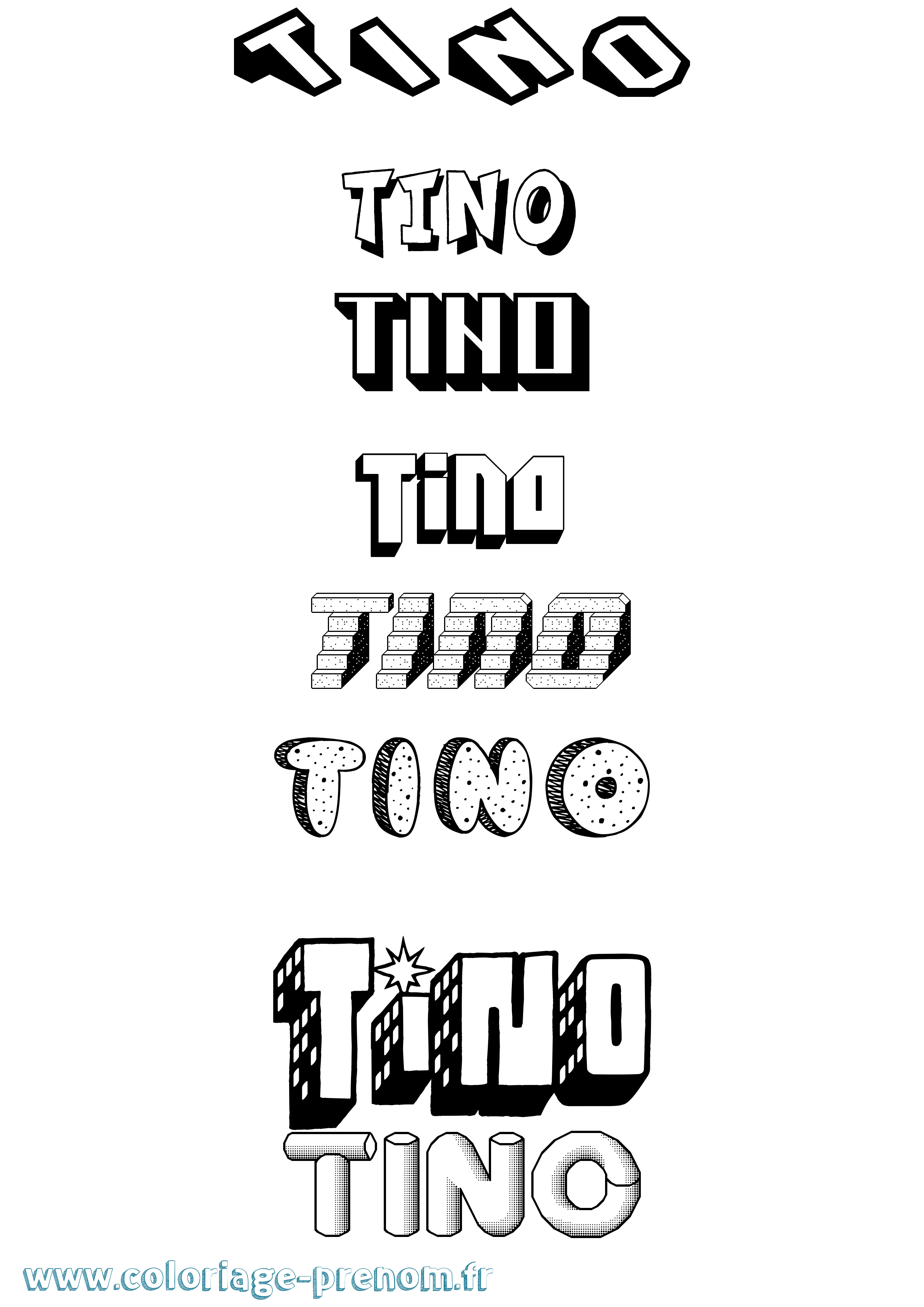 Coloriage Tino Effet 3D Coloriage prénom Tino Effet 3D