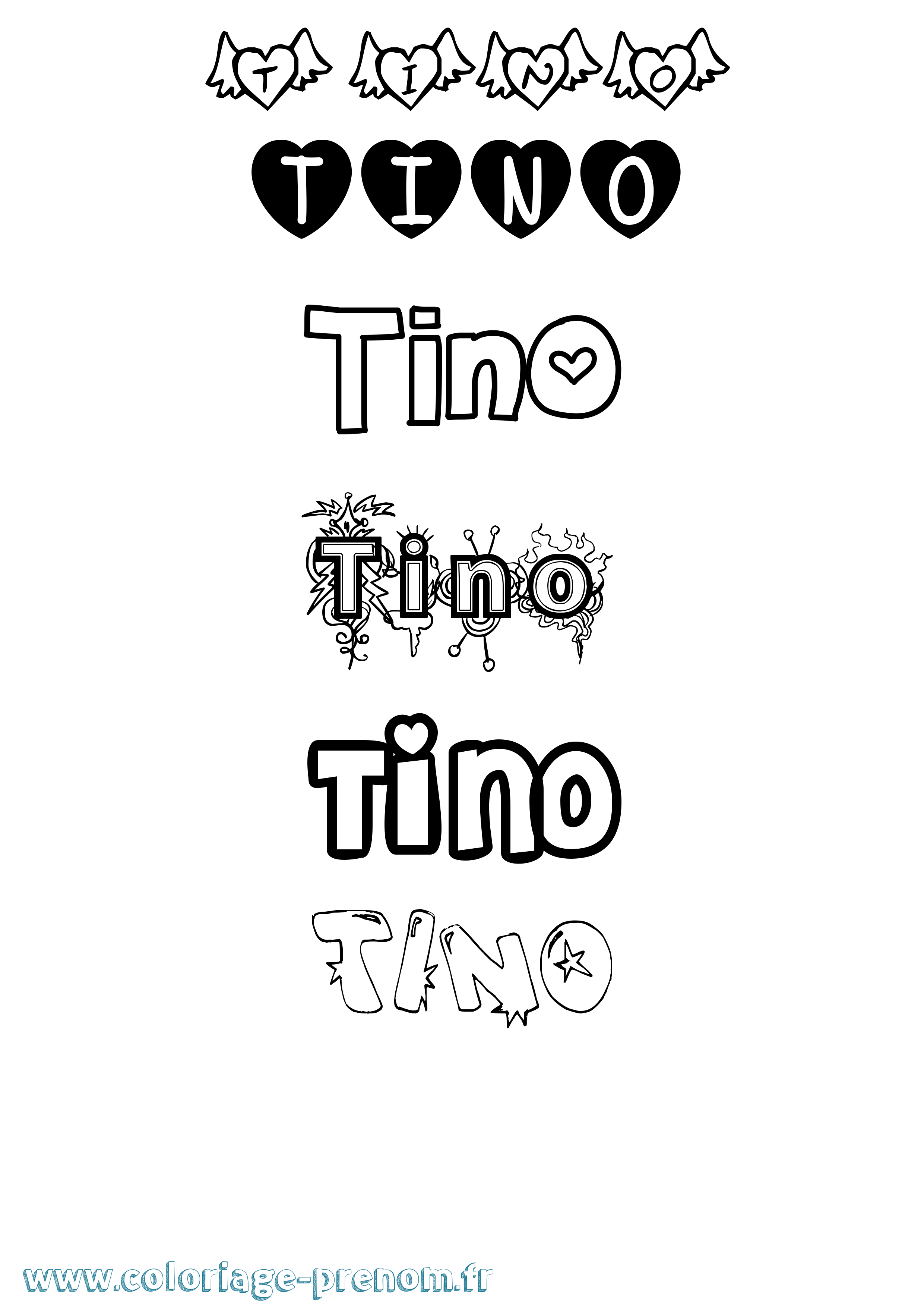Coloriage Tino Girly Coloriage prénom Tino Girly