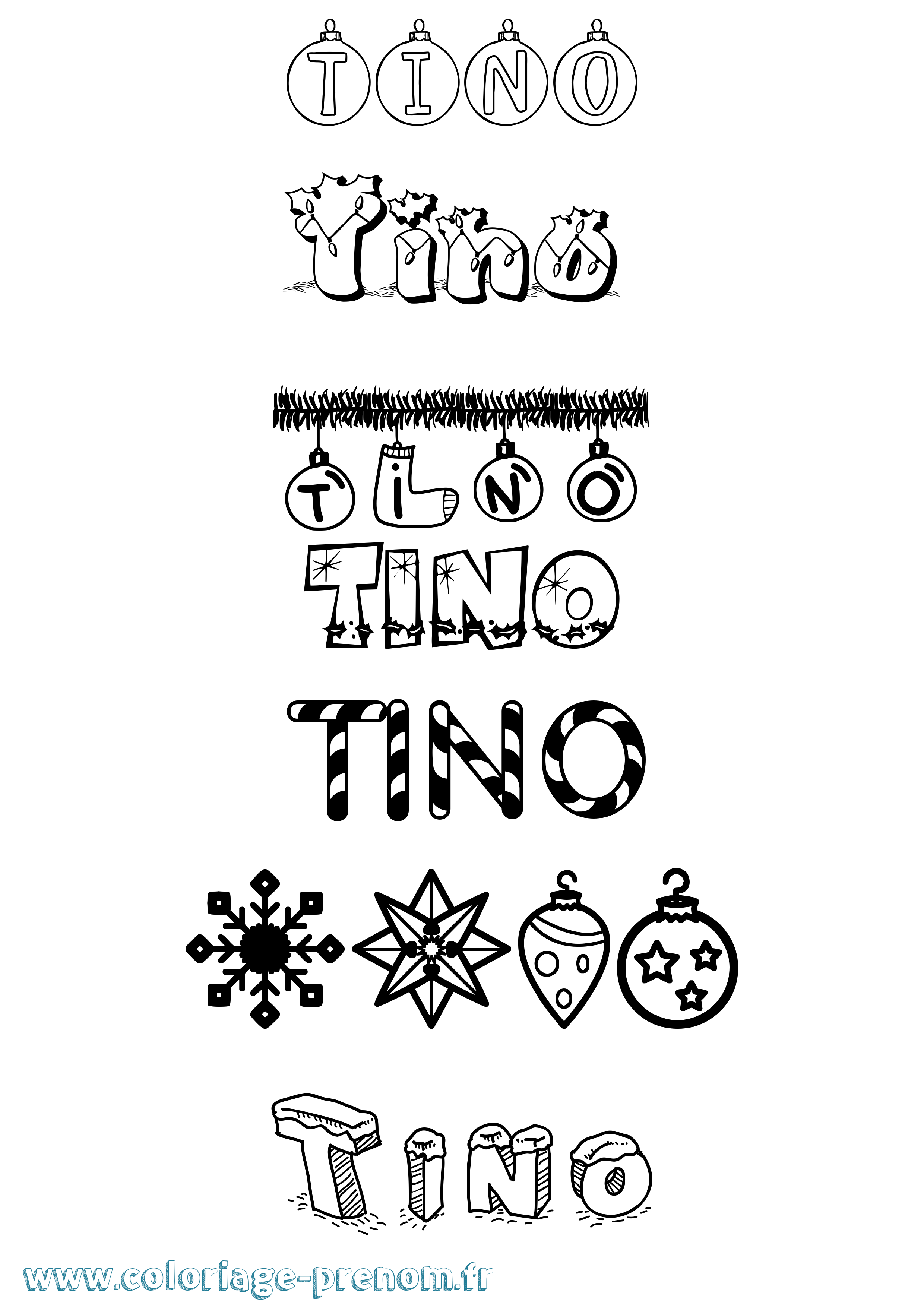 Coloriage Tino Noël Coloriage prénom Tino Noël