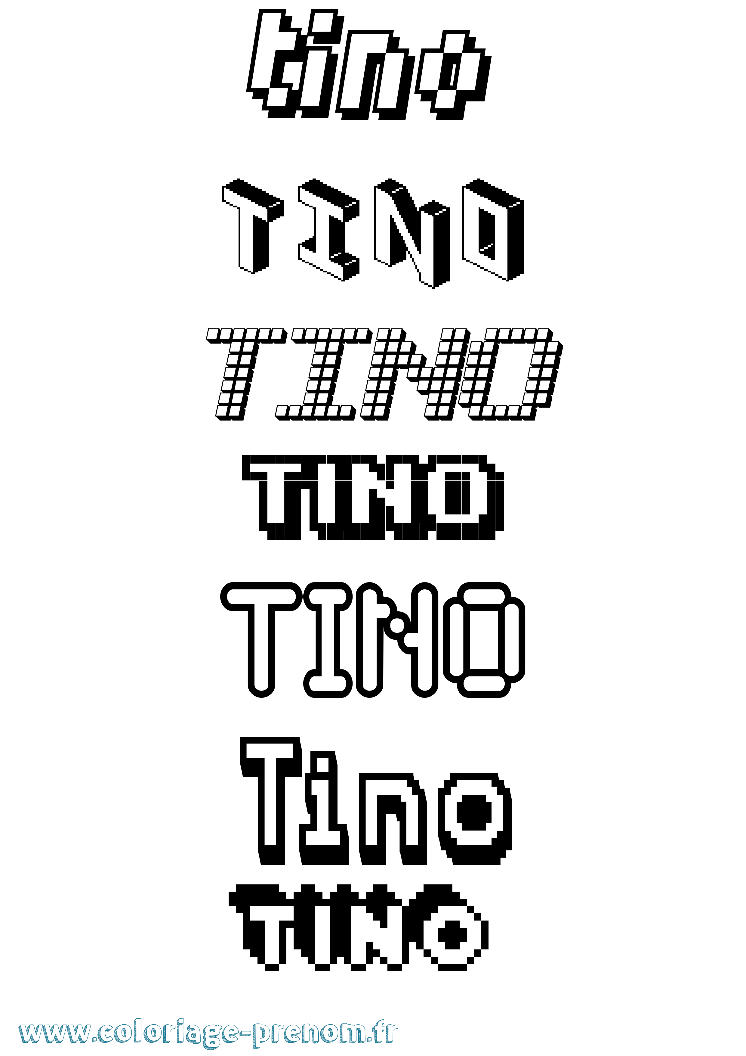 Coloriage prénom Tino Pixel