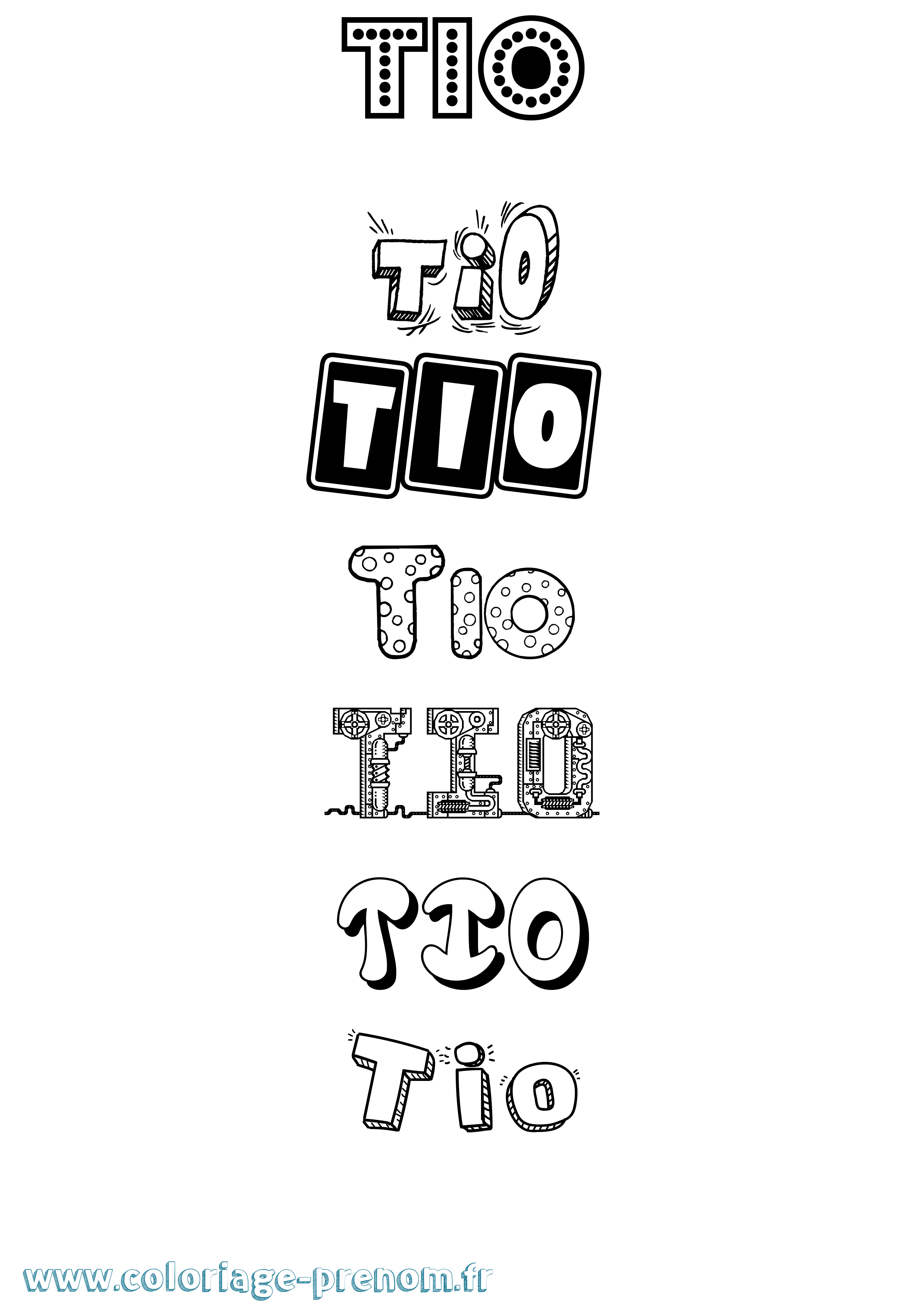 Coloriage prénom Tio Fun