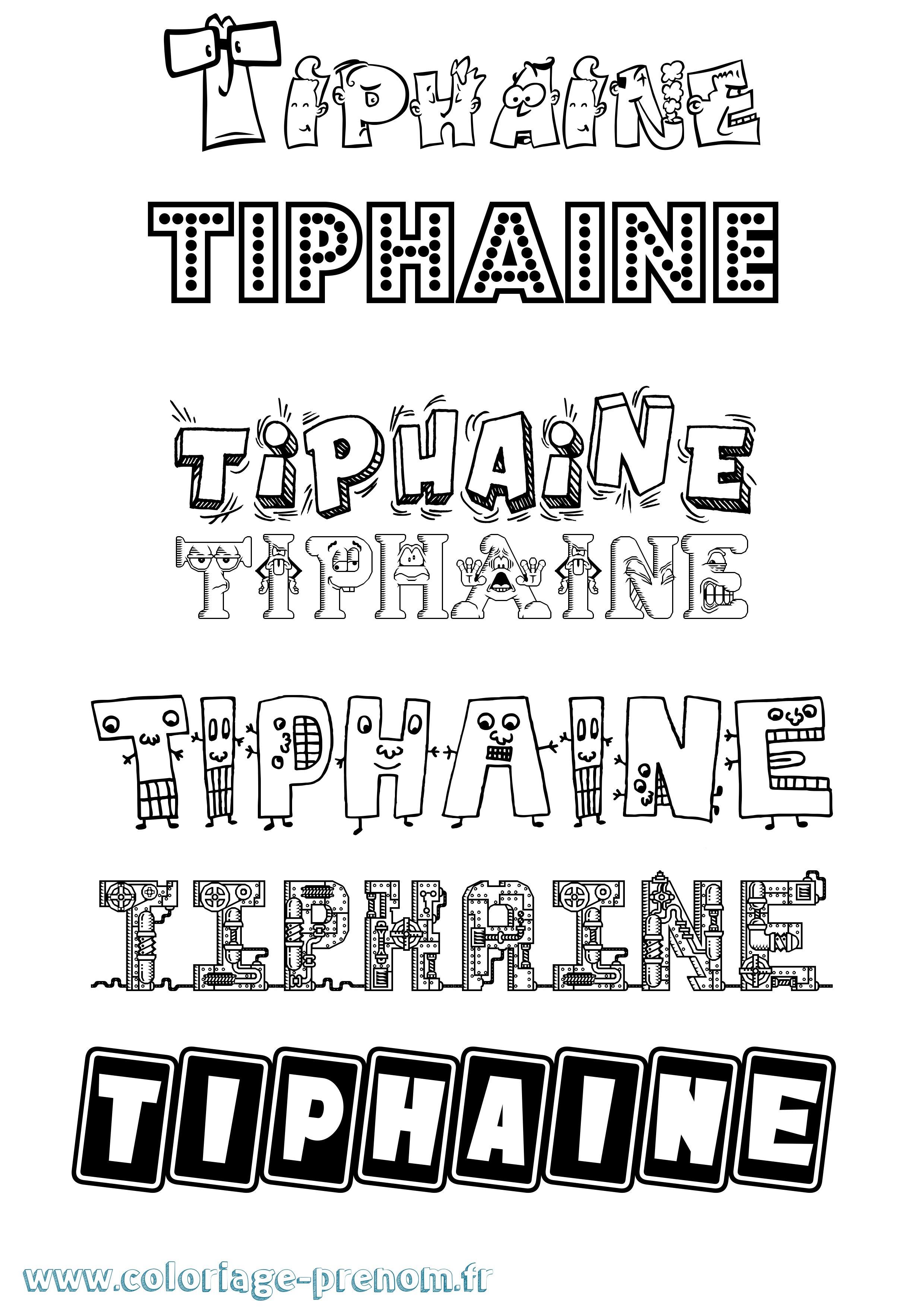 Coloriage prénom Tiphaine Fun