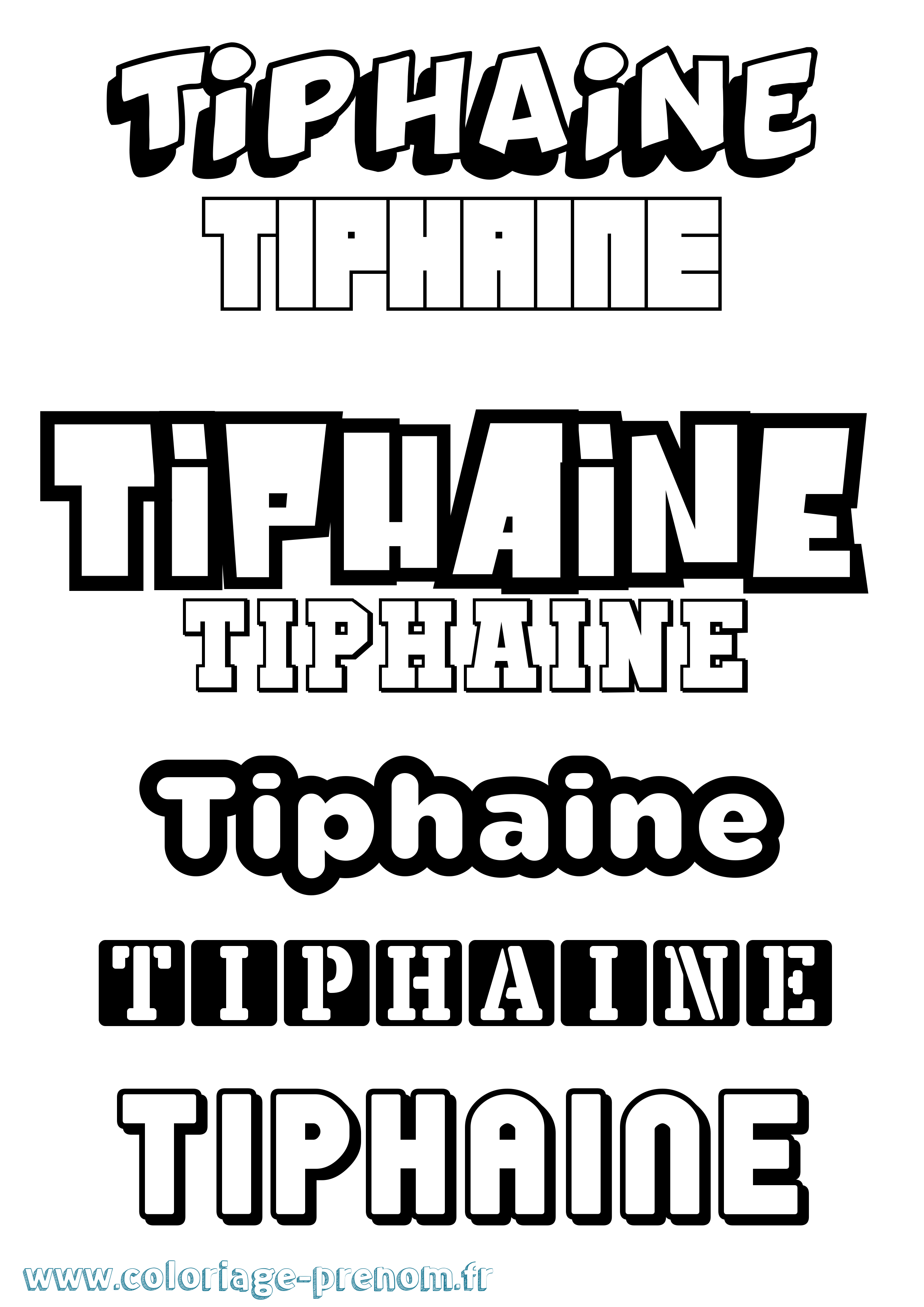 Coloriage prénom Tiphaine Simple