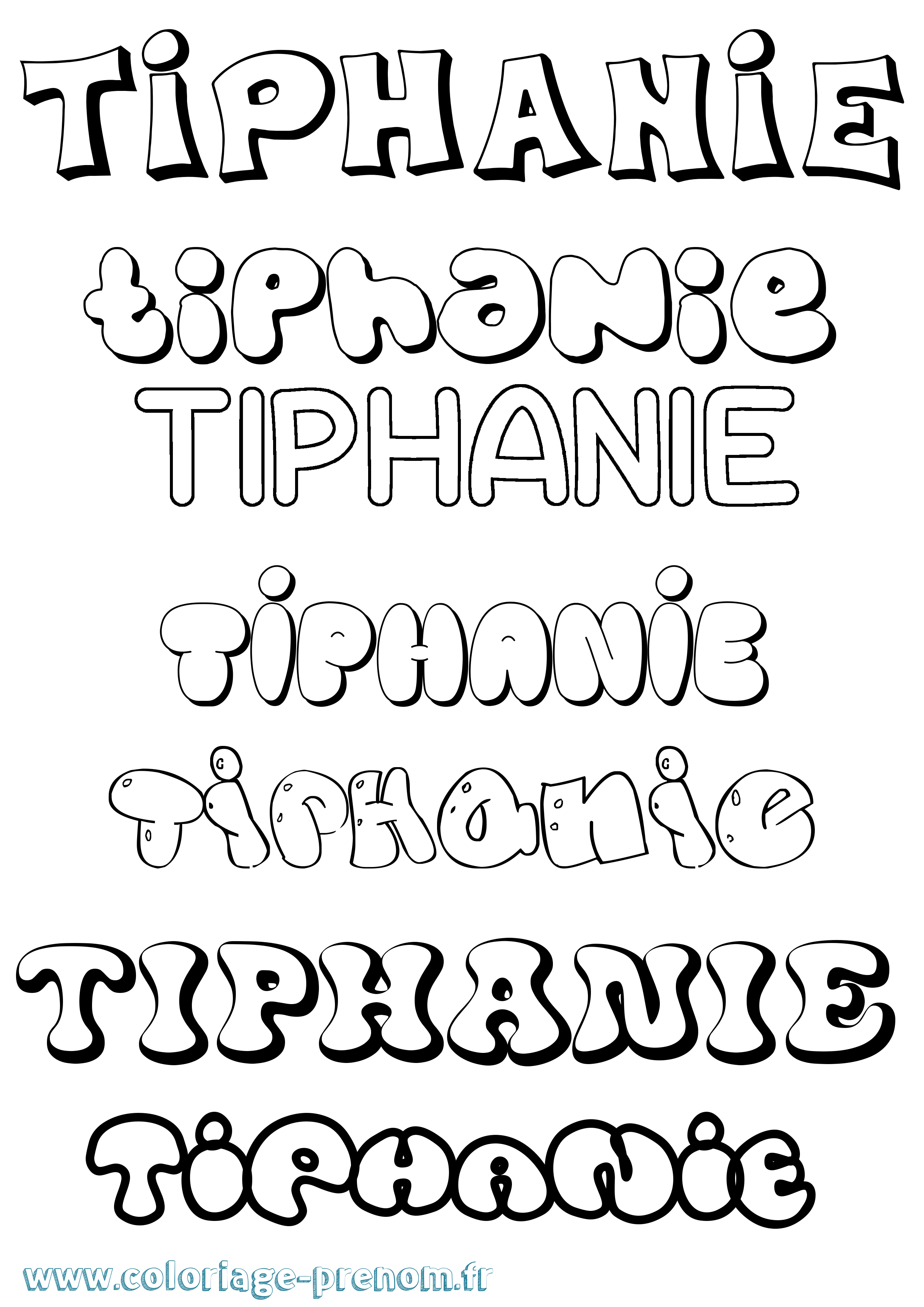 Coloriage Tiphanie Bubble Coloriage prénom Tiphanie Bubble
