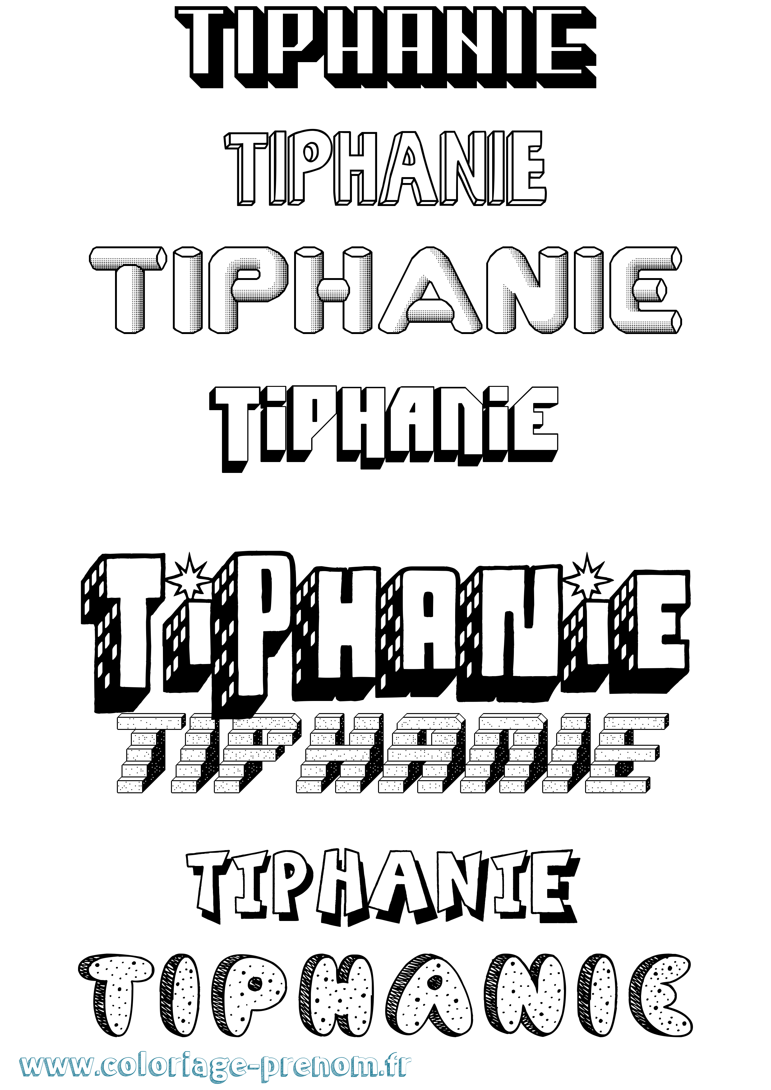 Coloriage Tiphanie Effet 3D Coloriage prénom Tiphanie Effet 3D