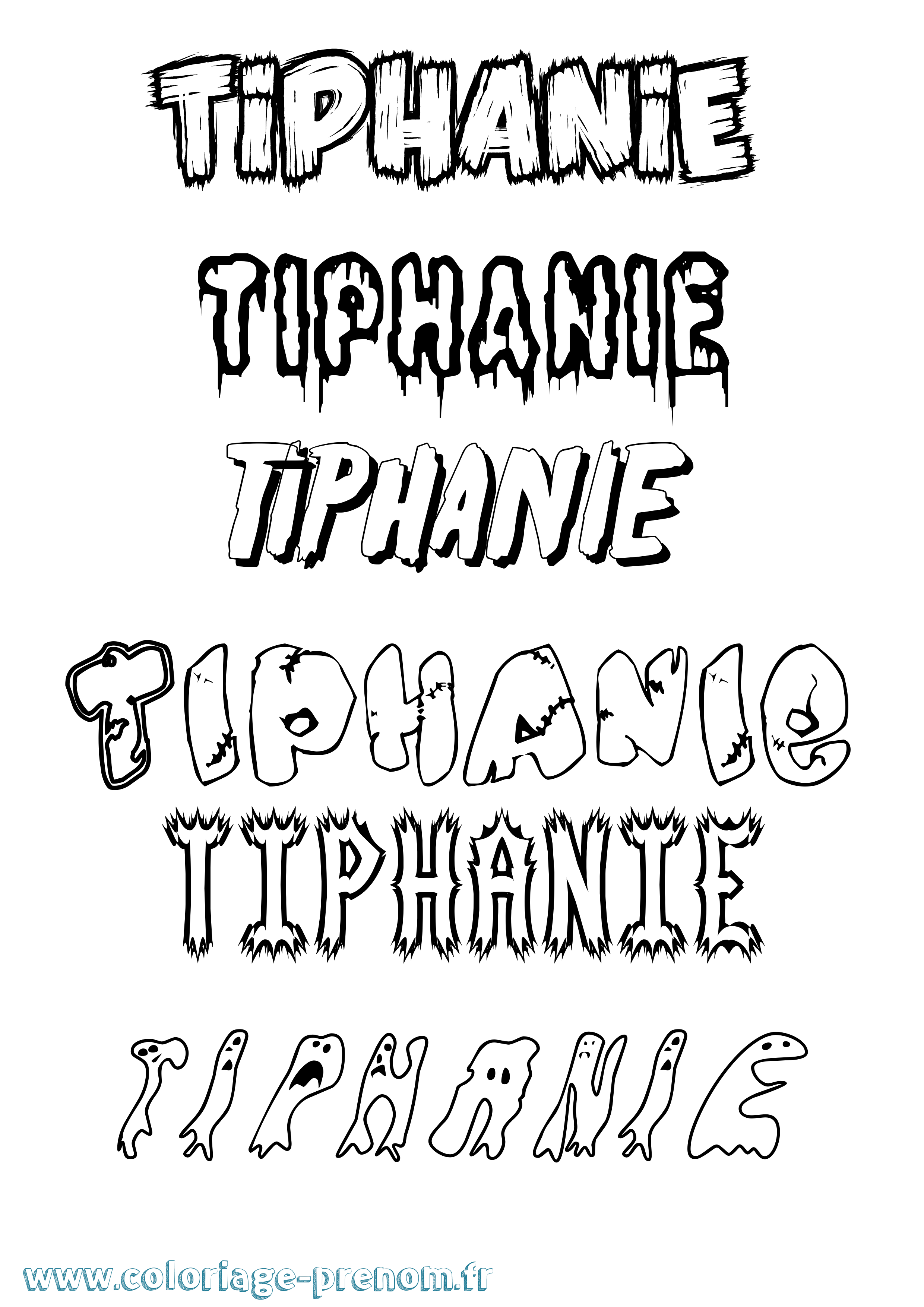 Coloriage Tiphanie Frisson Coloriage prénom Tiphanie Frisson
