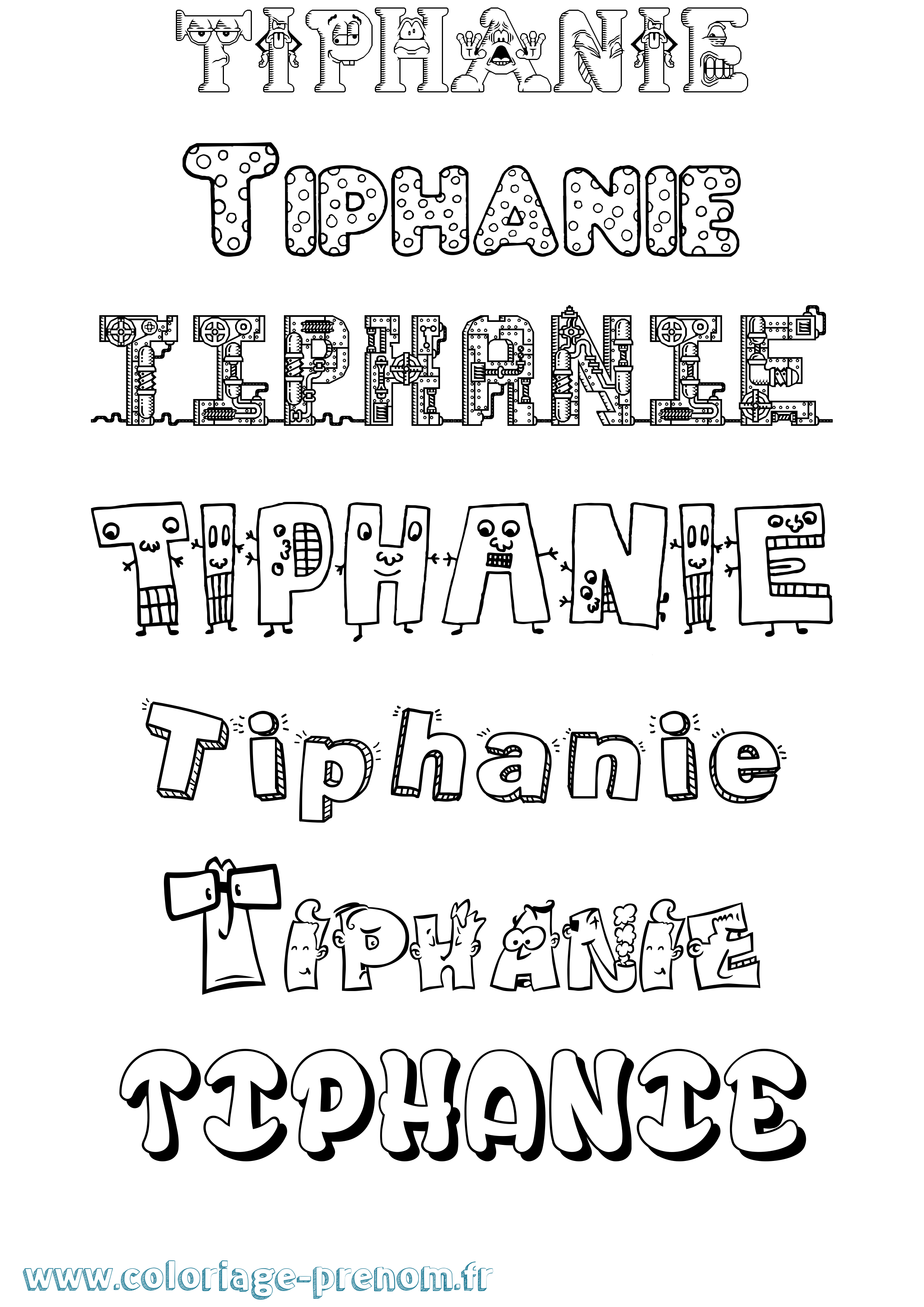 Coloriage Tiphanie Fun Coloriage prénom Tiphanie Fun