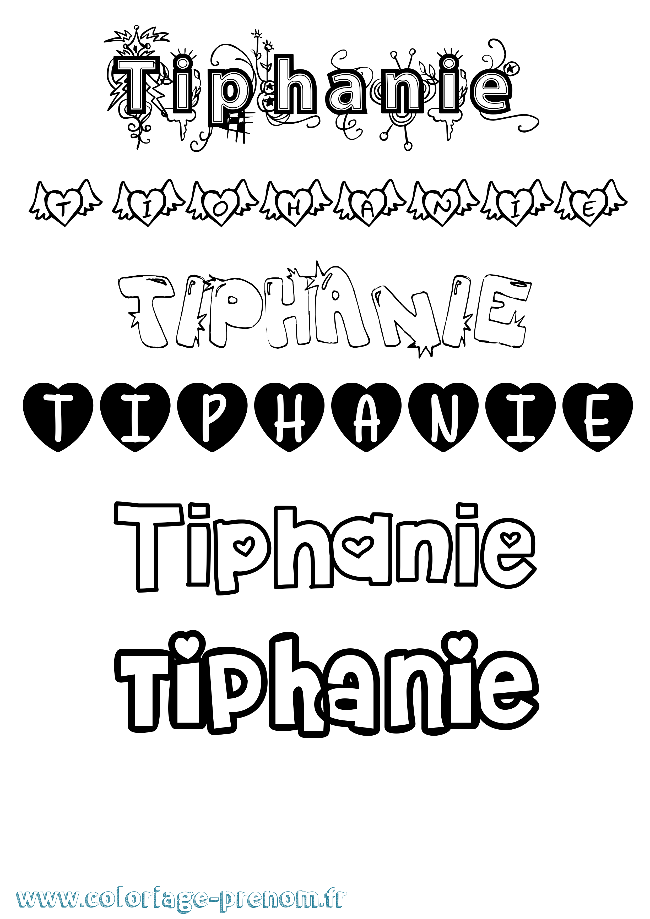 Coloriage Tiphanie Girly Coloriage prénom Tiphanie Girly