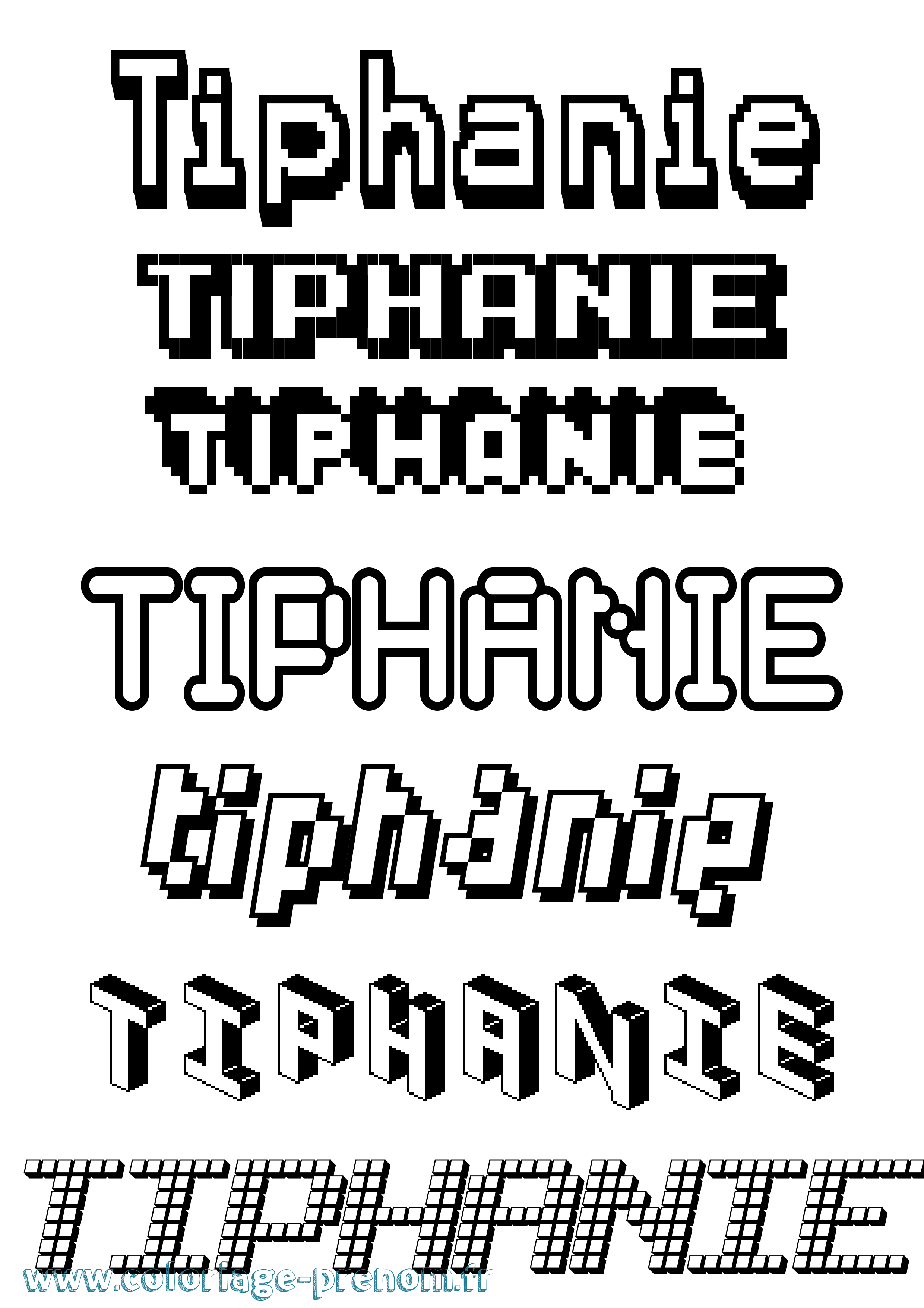 Coloriage Tiphanie Pixel Coloriage prénom Tiphanie Pixel