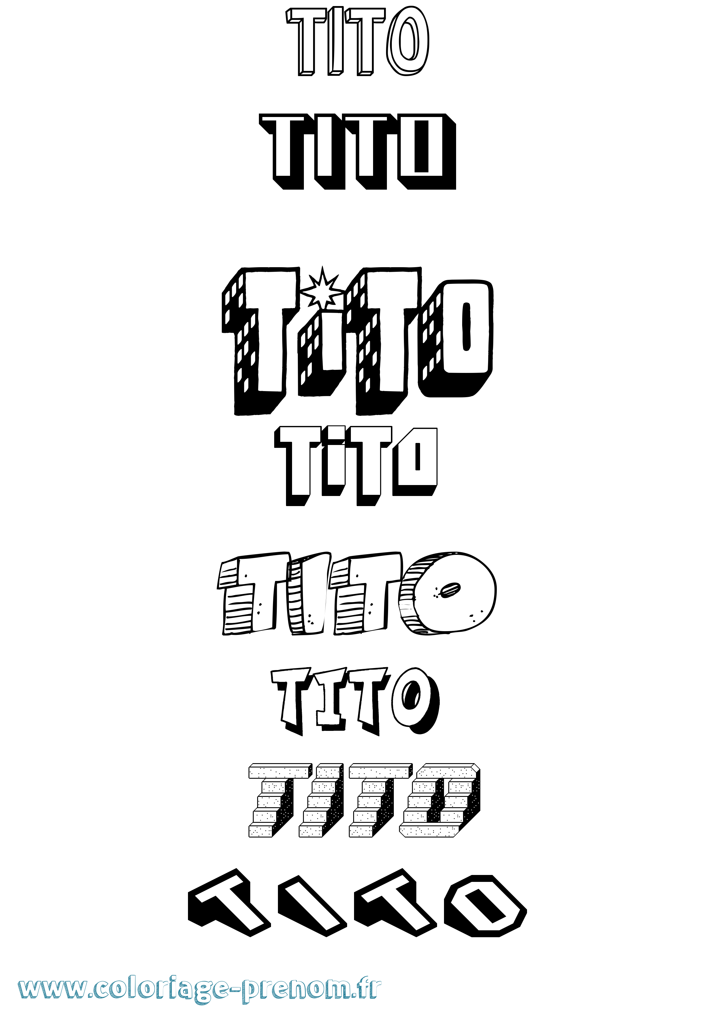 Coloriage Tito Effet 3D Coloriage prénom Tito Effet 3D