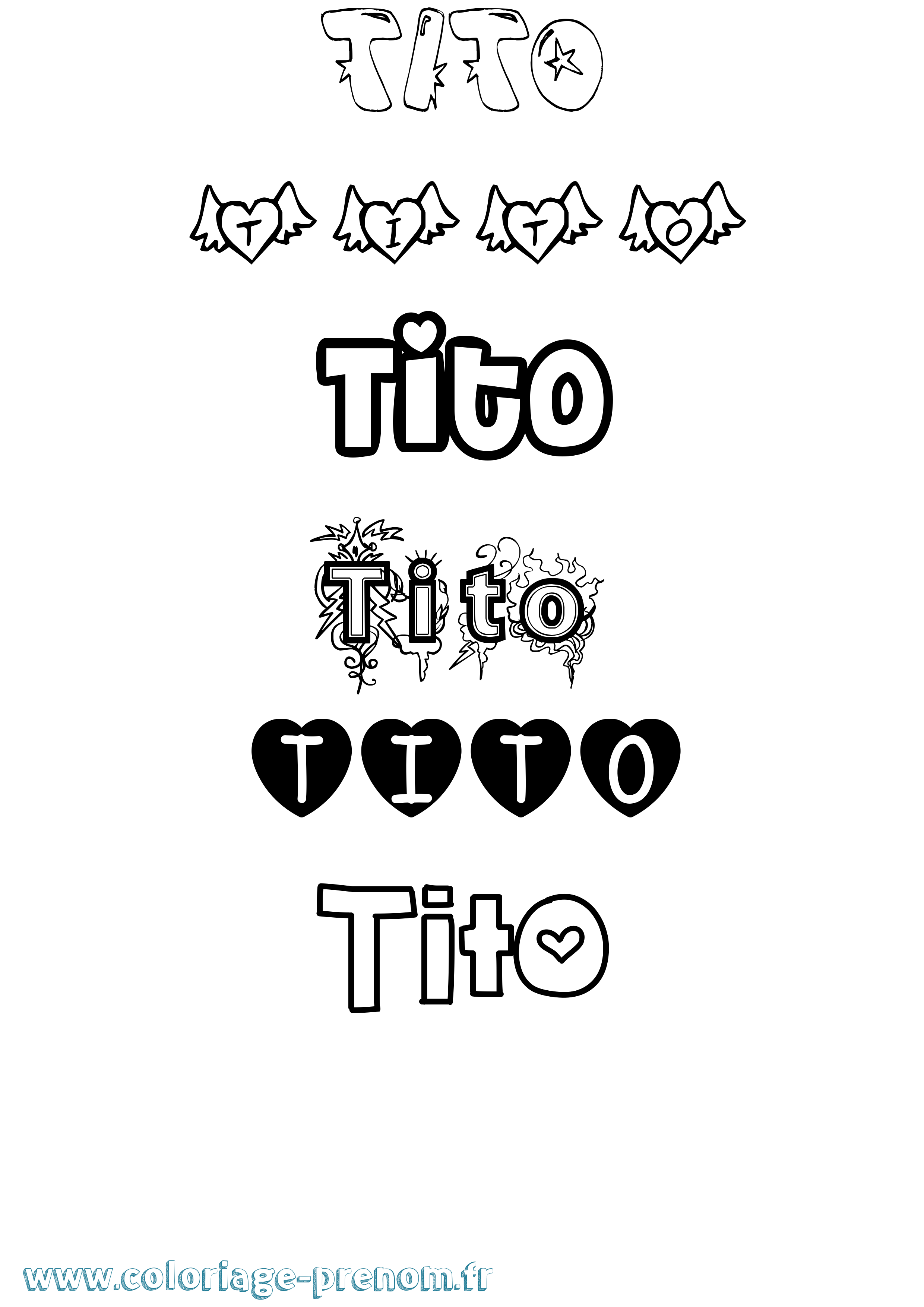 Coloriage Tito Girly Coloriage prénom Tito Girly