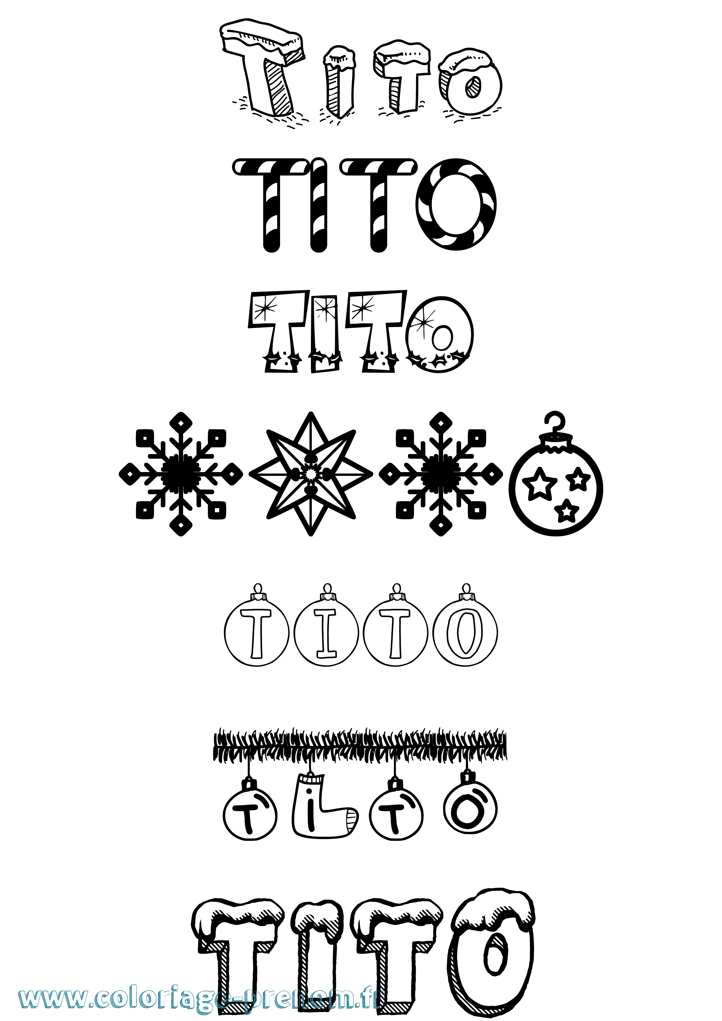 Coloriage Tito Noël Coloriage prénom Tito Noël