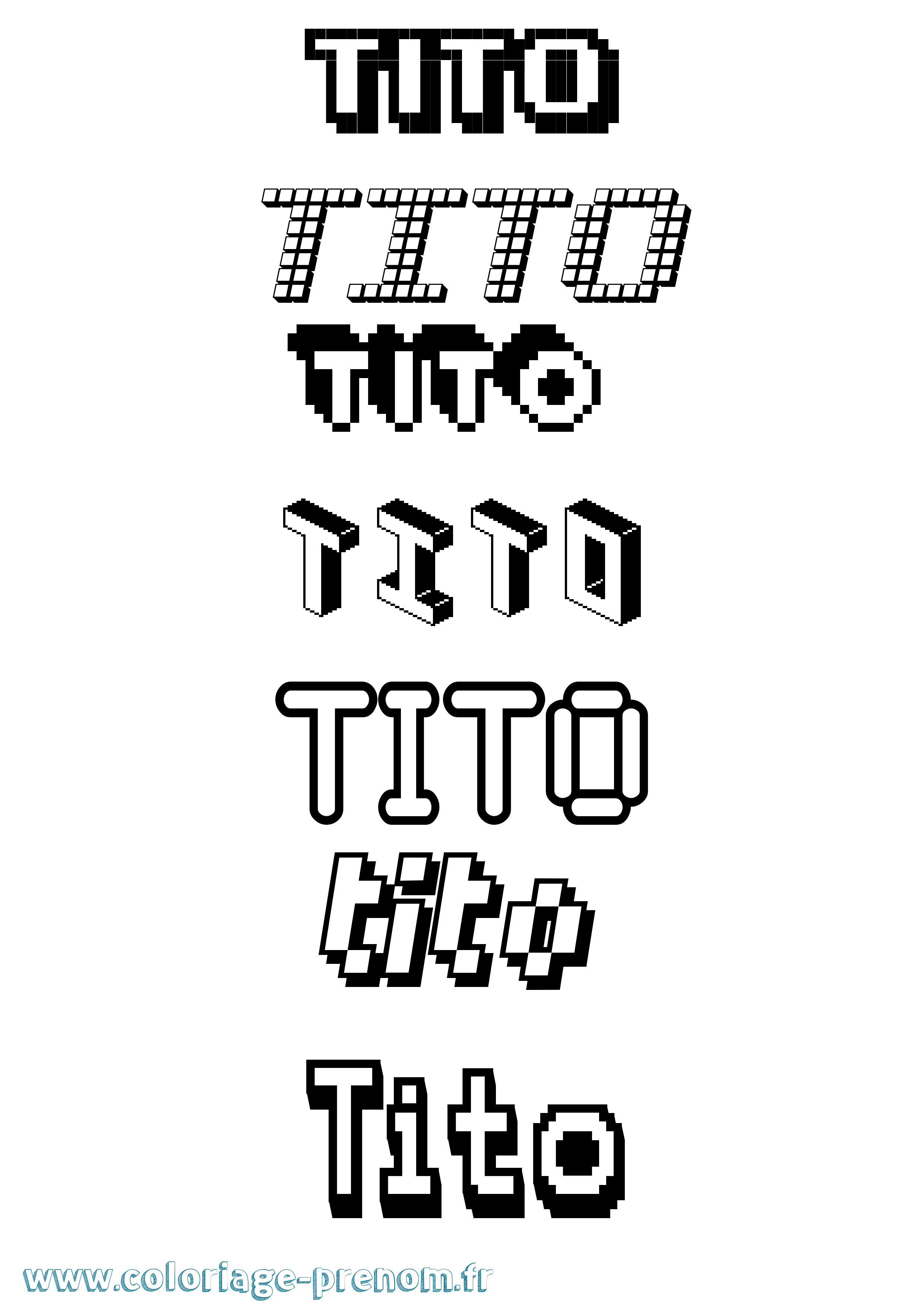 Coloriage Tito Pixel Coloriage prénom Tito Pixel