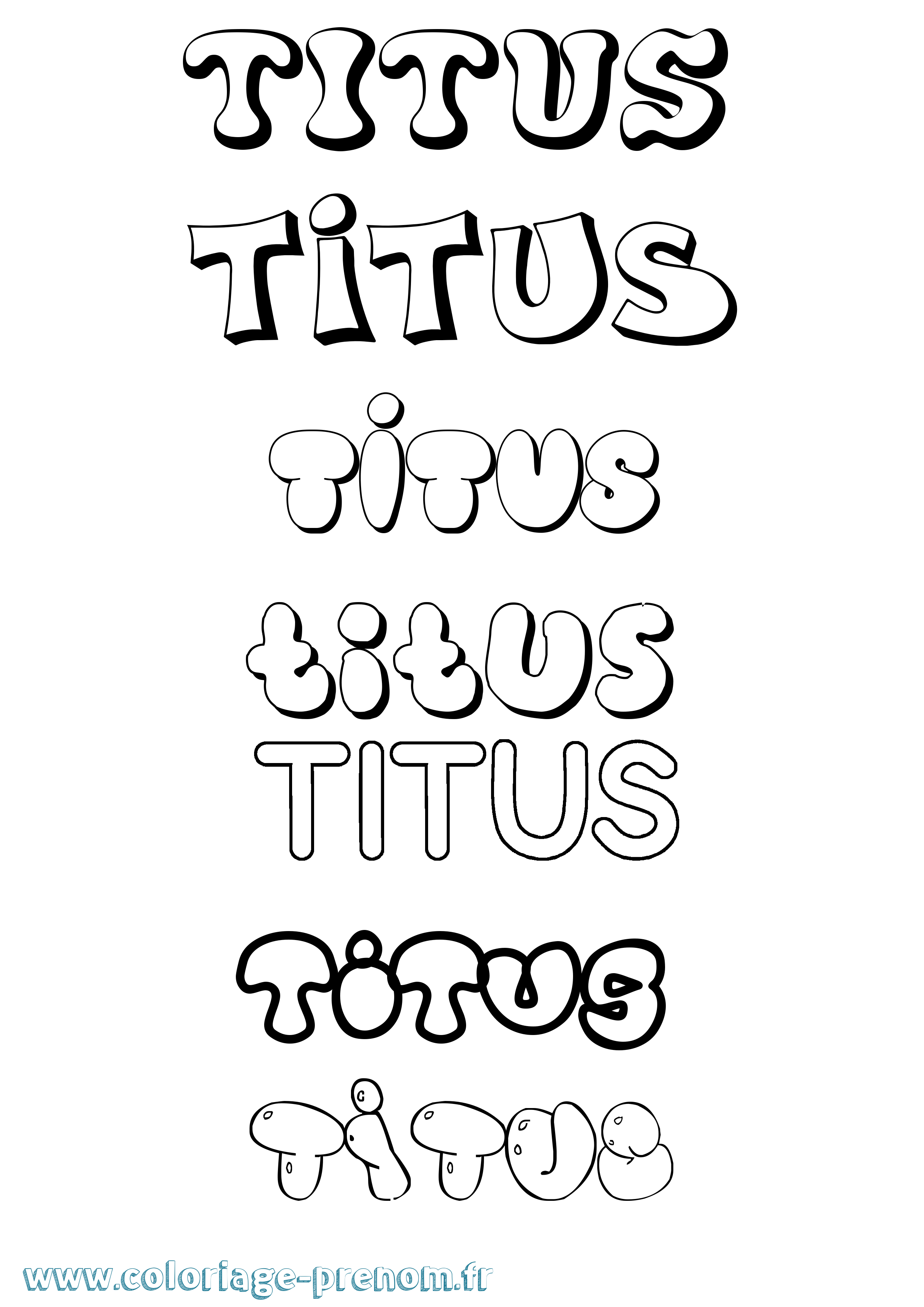 Coloriage prénom Titus Bubble