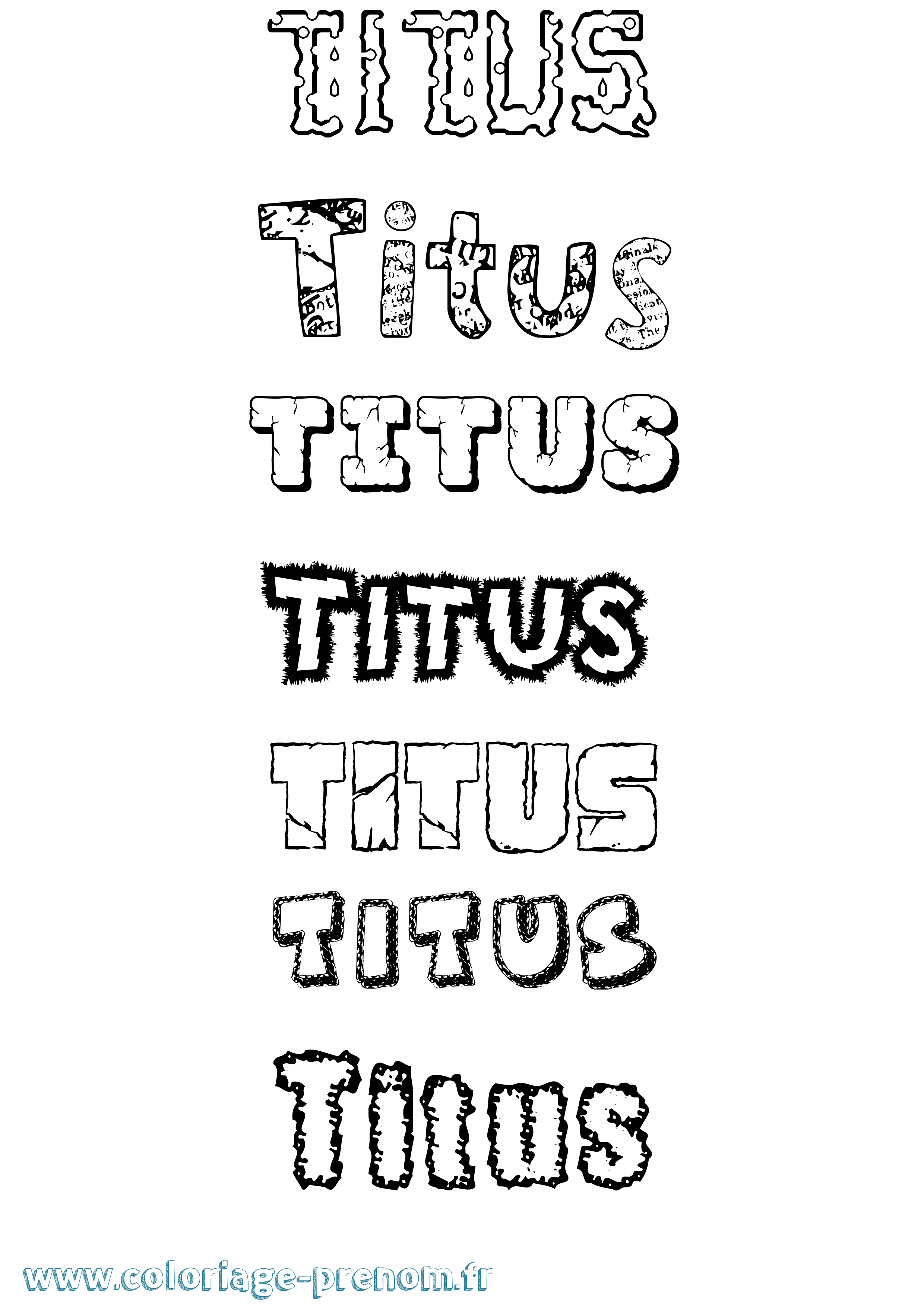 Coloriage prénom Titus Destructuré