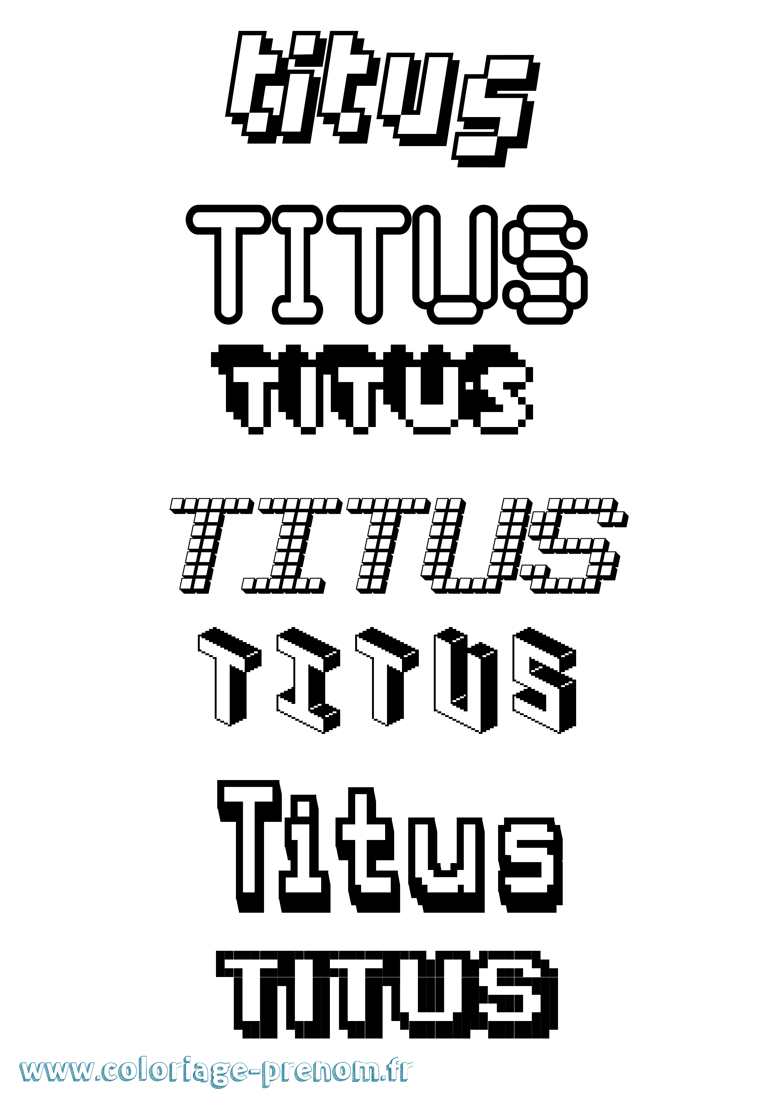Coloriage prénom Titus Pixel
