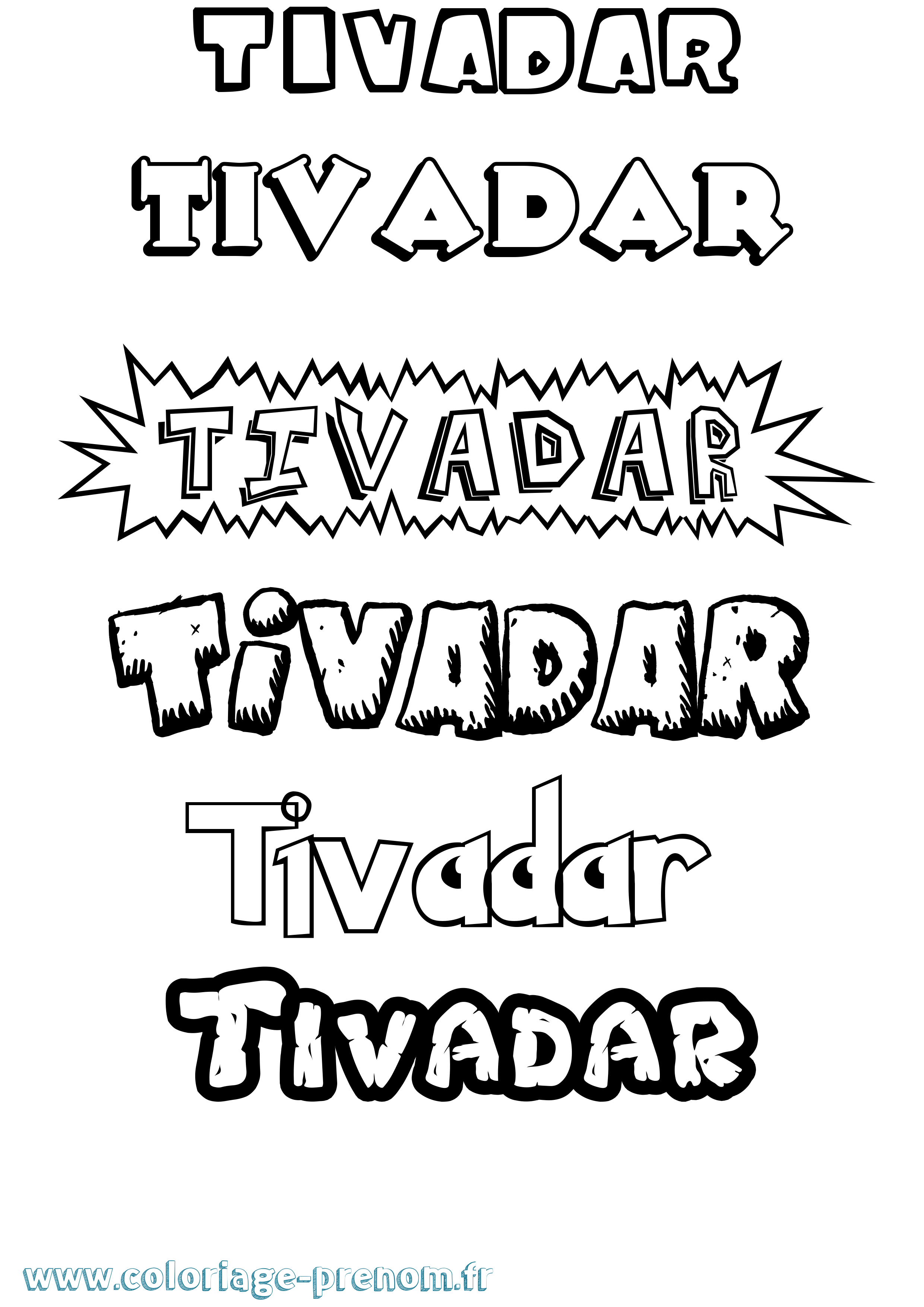 Coloriage Tivadar Dessin Animé Coloriage prénom Tivadar Dessin Animé