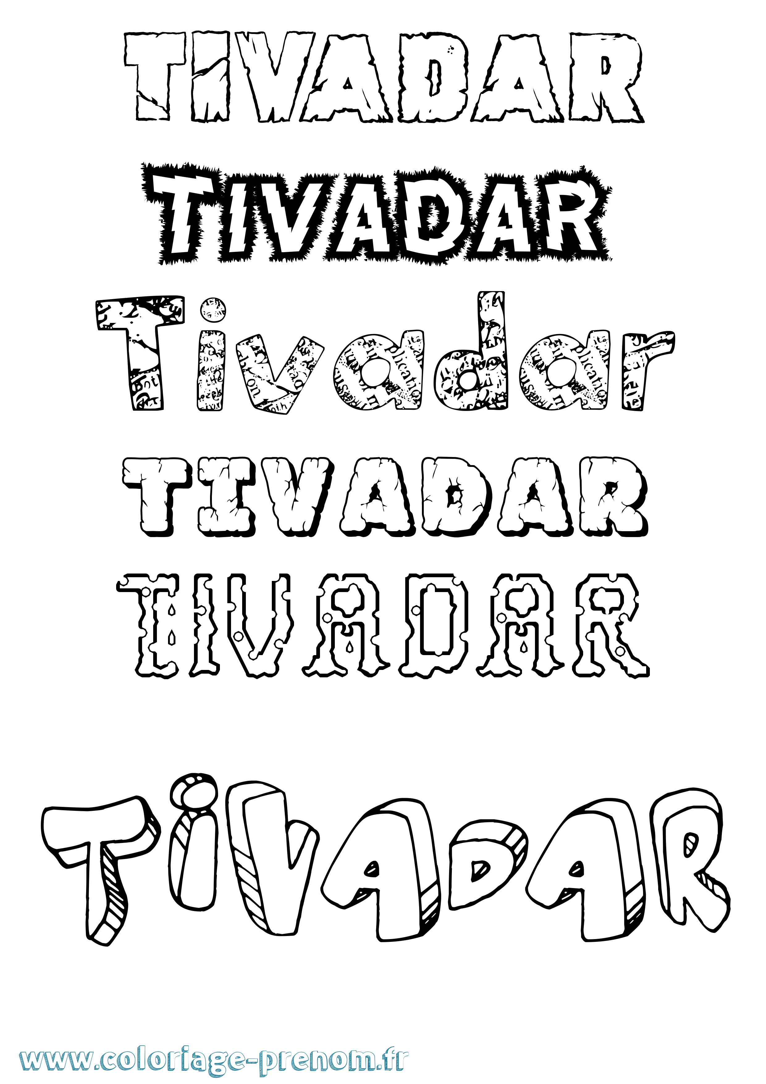 Coloriage Tivadar Destructuré Coloriage prénom Tivadar Destructuré