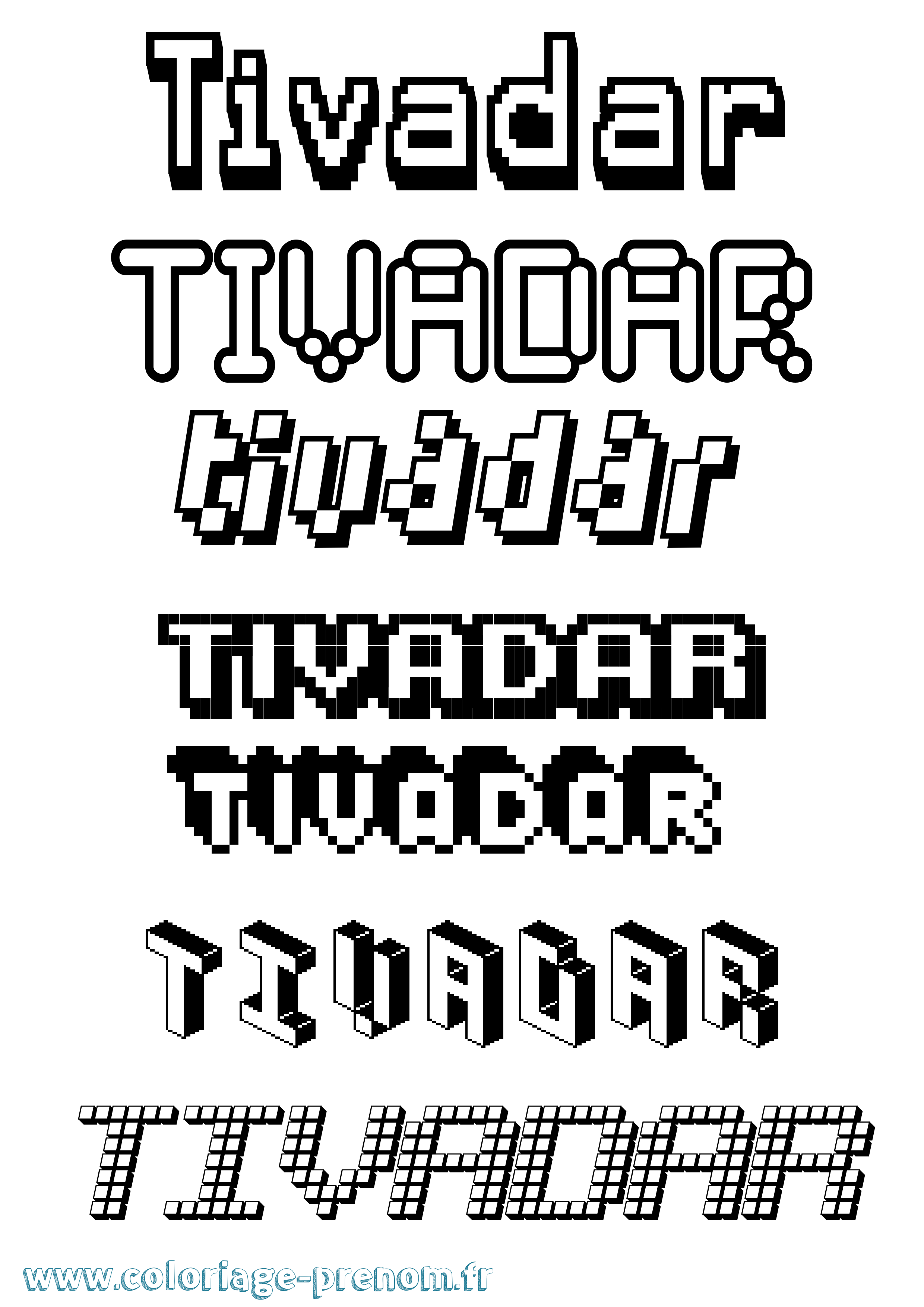 Coloriage Tivadar Pixel Coloriage prénom Tivadar Pixel