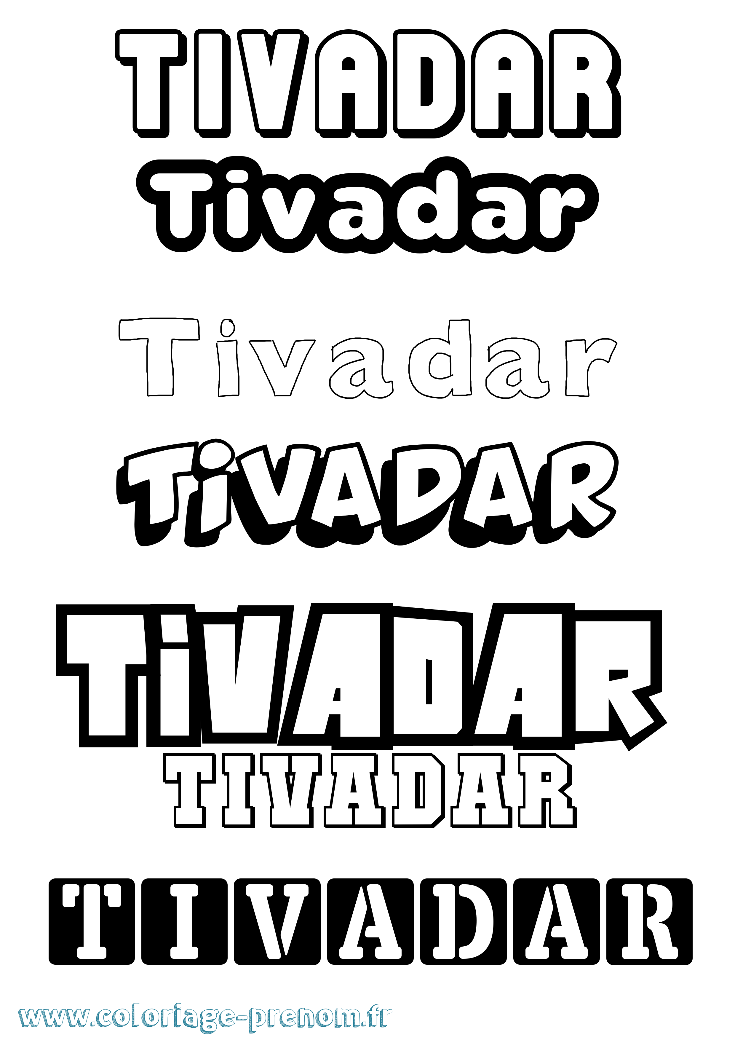 Coloriage Tivadar Simple Coloriage prénom Tivadar Simple