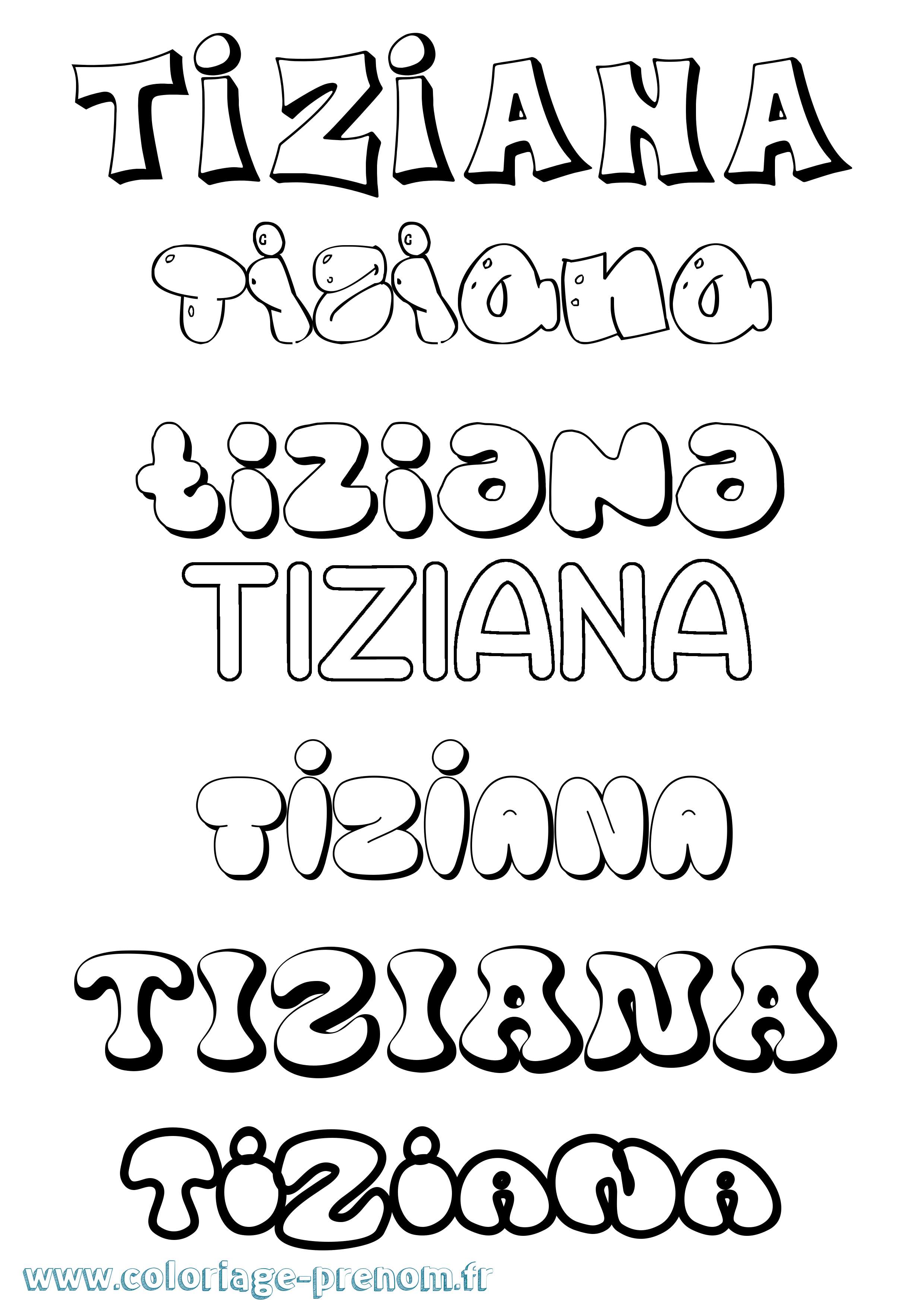 Coloriage prénom Tiziana Bubble