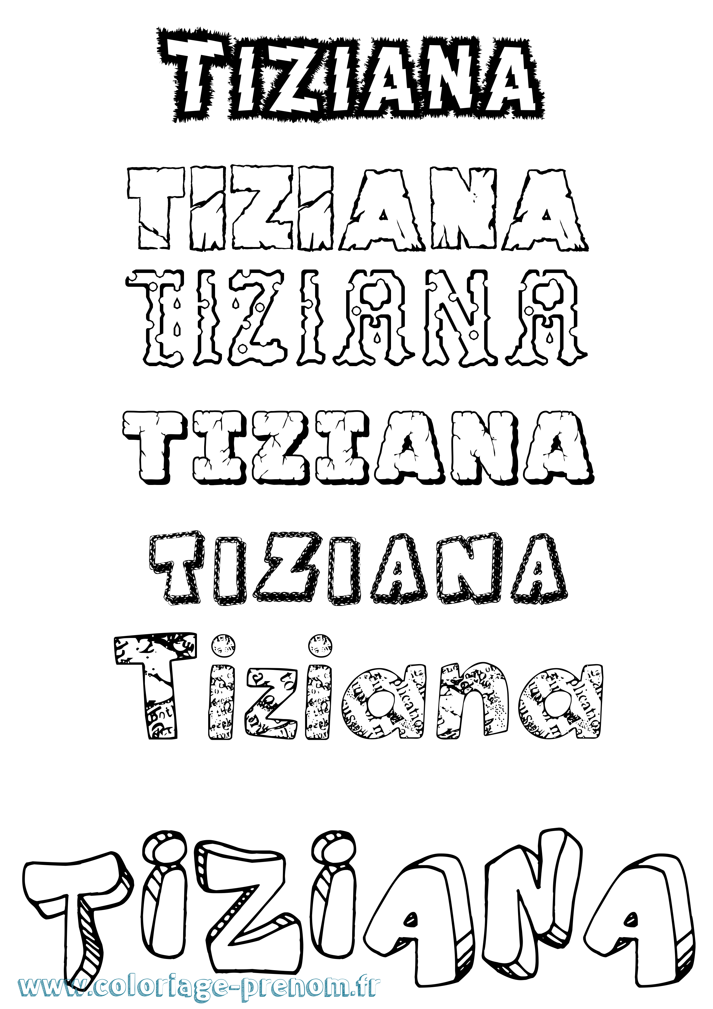Coloriage prénom Tiziana Destructuré