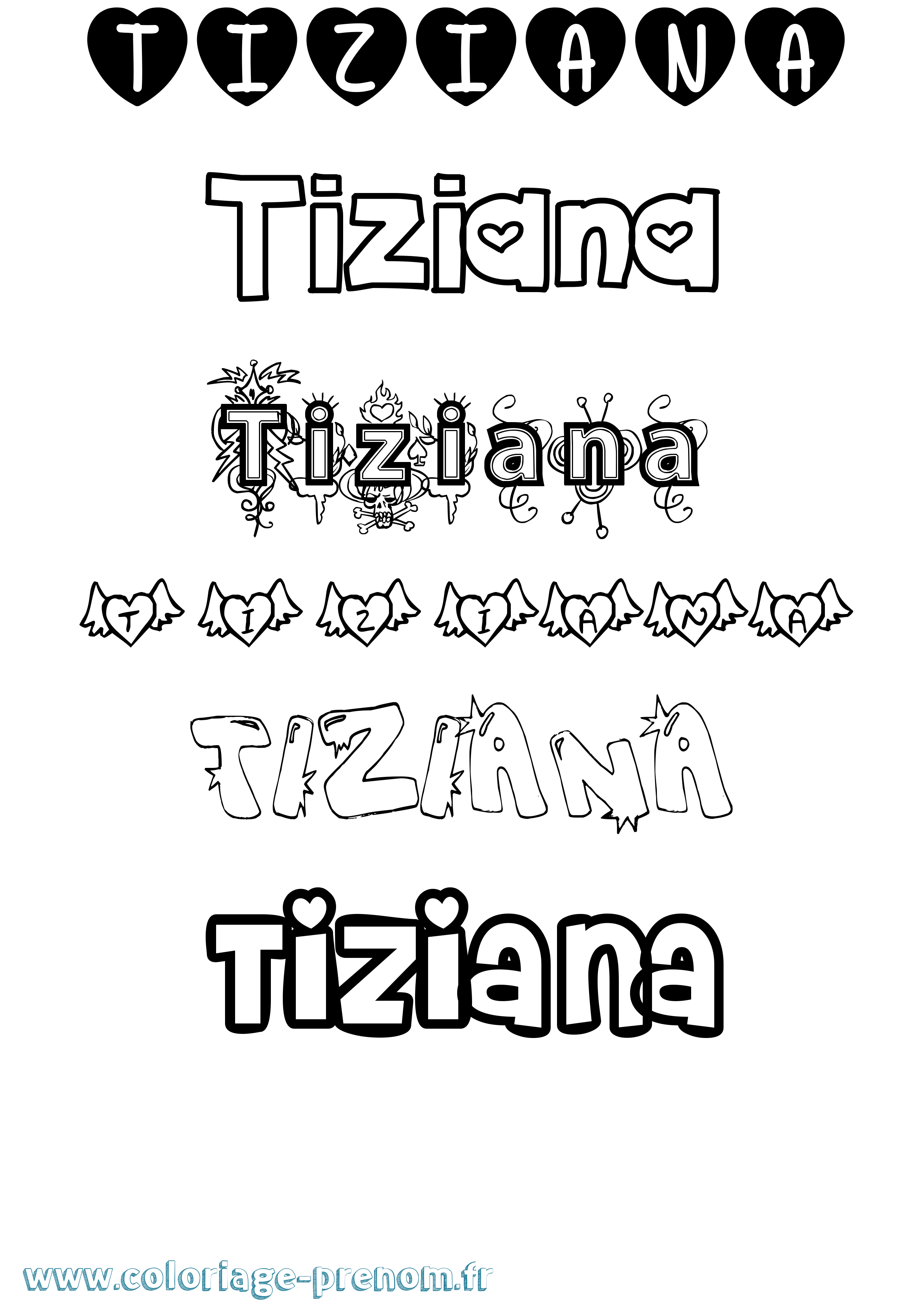 Coloriage prénom Tiziana Girly