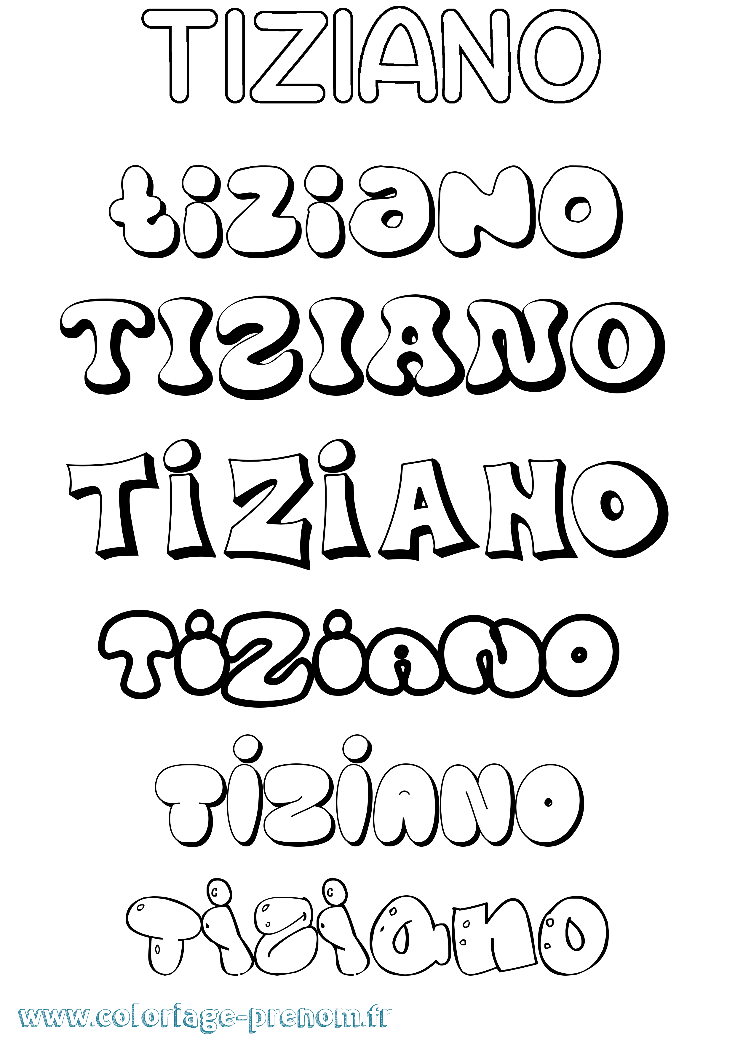 Coloriage Tiziano Bubble Coloriage prénom Tiziano Bubble