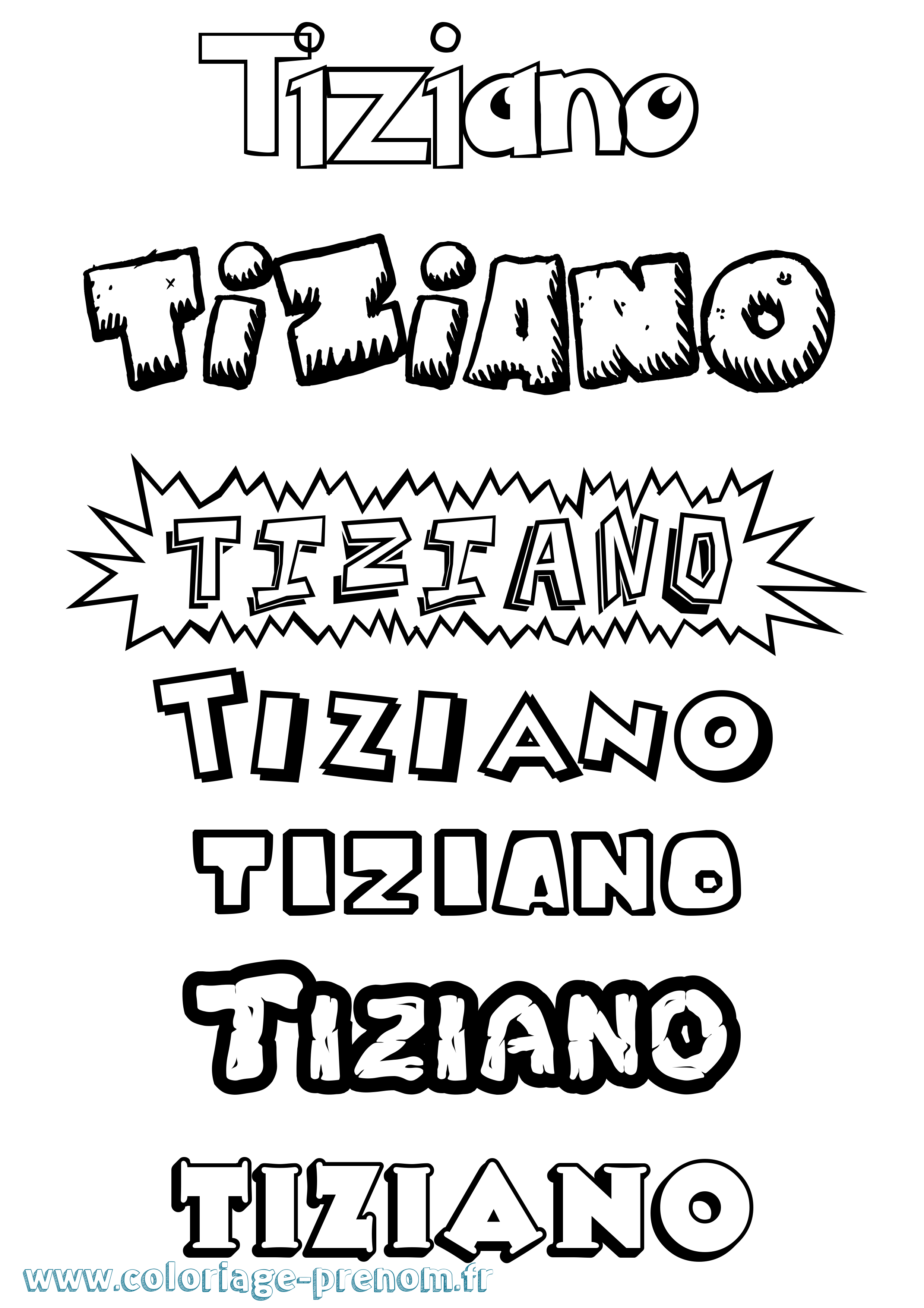 Coloriage Tiziano Dessin Animé Coloriage prénom Tiziano Dessin Animé
