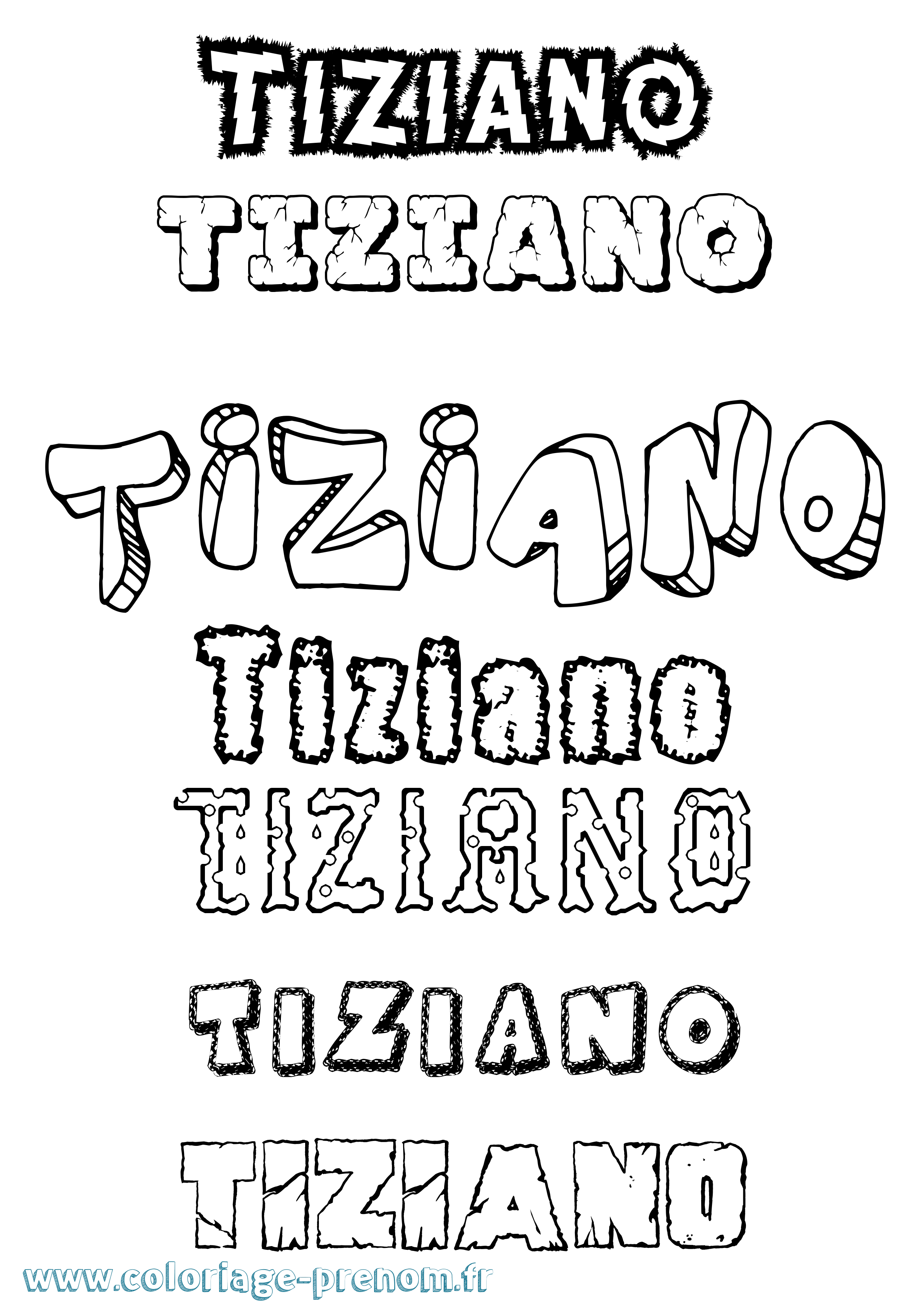 Coloriage Tiziano Destructuré Coloriage prénom Tiziano Destructuré